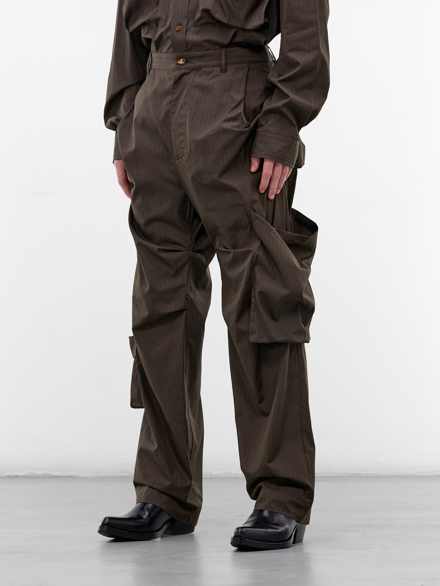 VIVIENNE WESTWOOD Pinstripe Draped Trousers - side