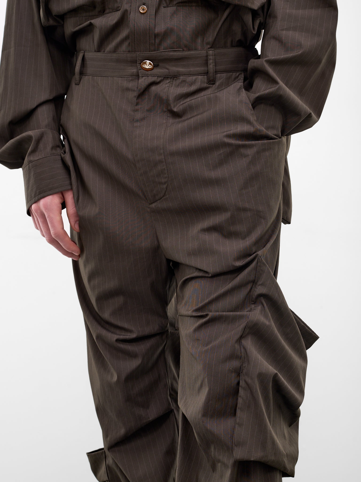 VIVIENNE WESTWOOD Pinstripe Draped Trousers - detail 1