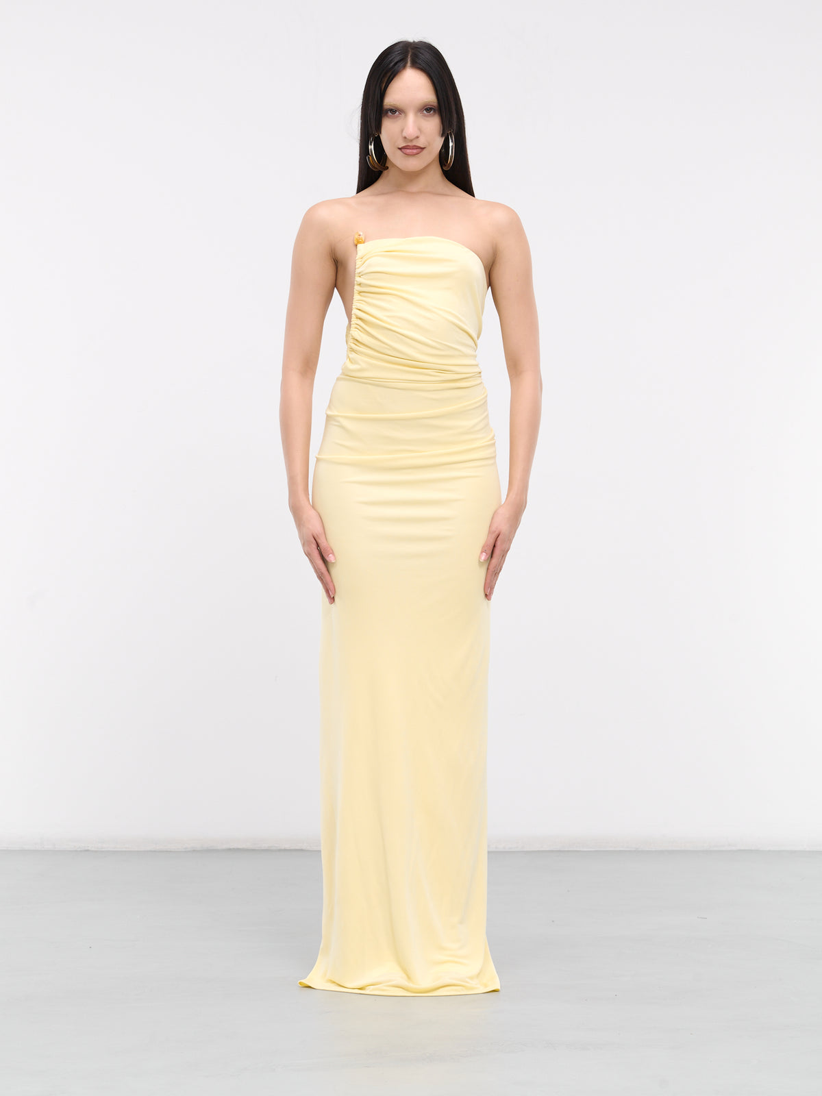 Odessa Arced Side Strapless Gown (24013231-BUTTER)