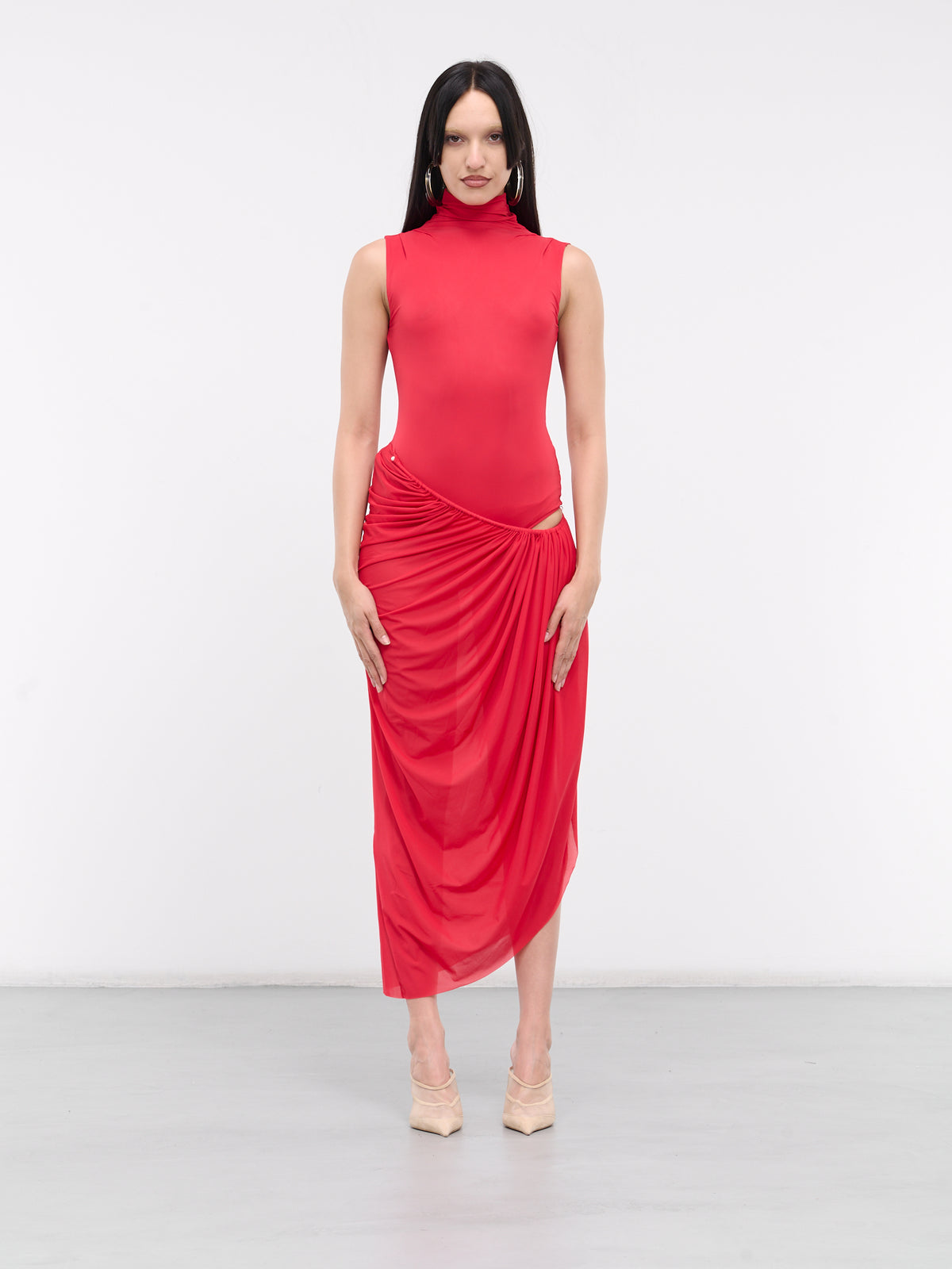 Ruched Coil Tank Dress (24013263-WATERMELON)