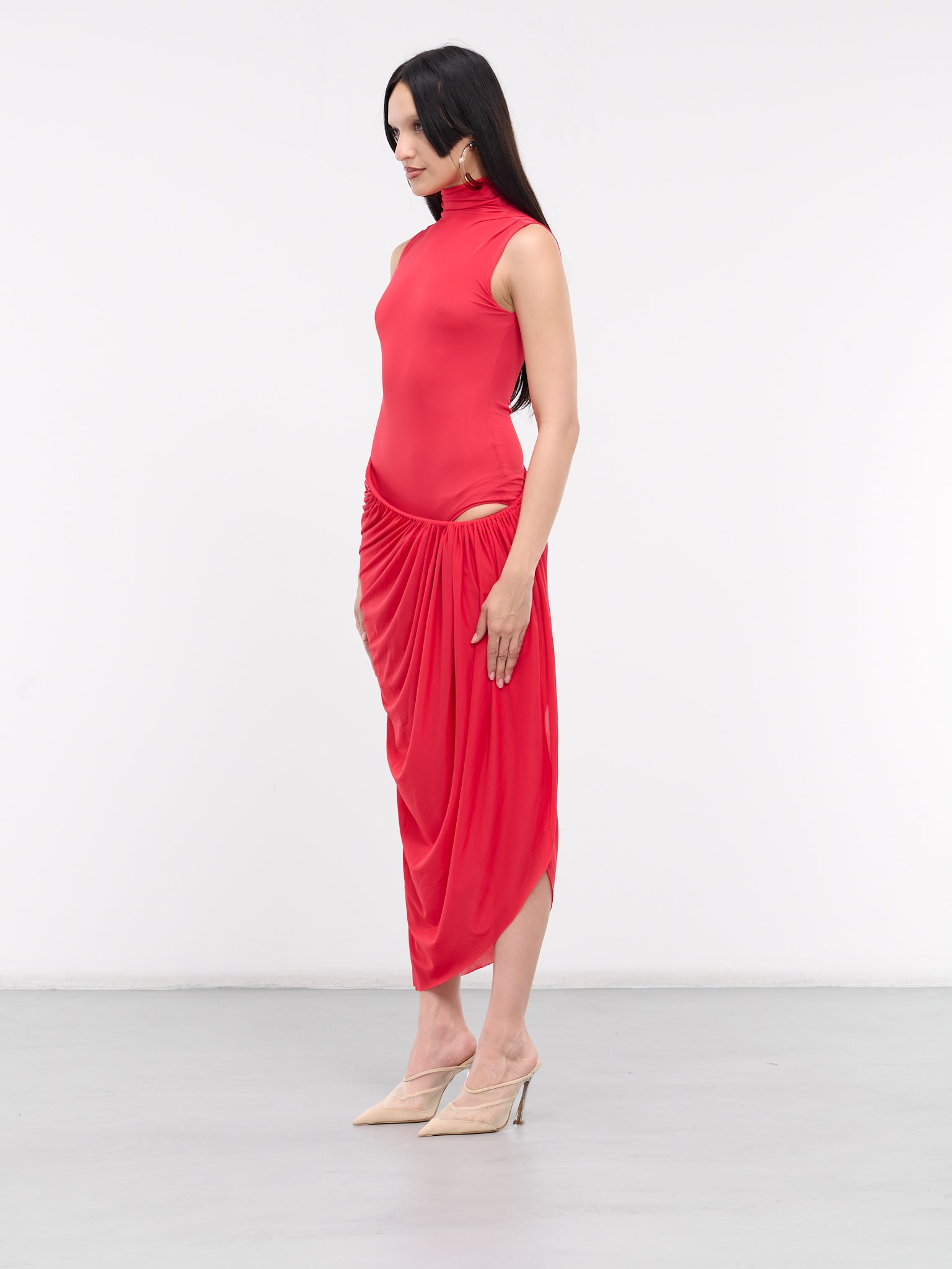 Ruched Coil Tank Dress (24013263-WATERMELON)
