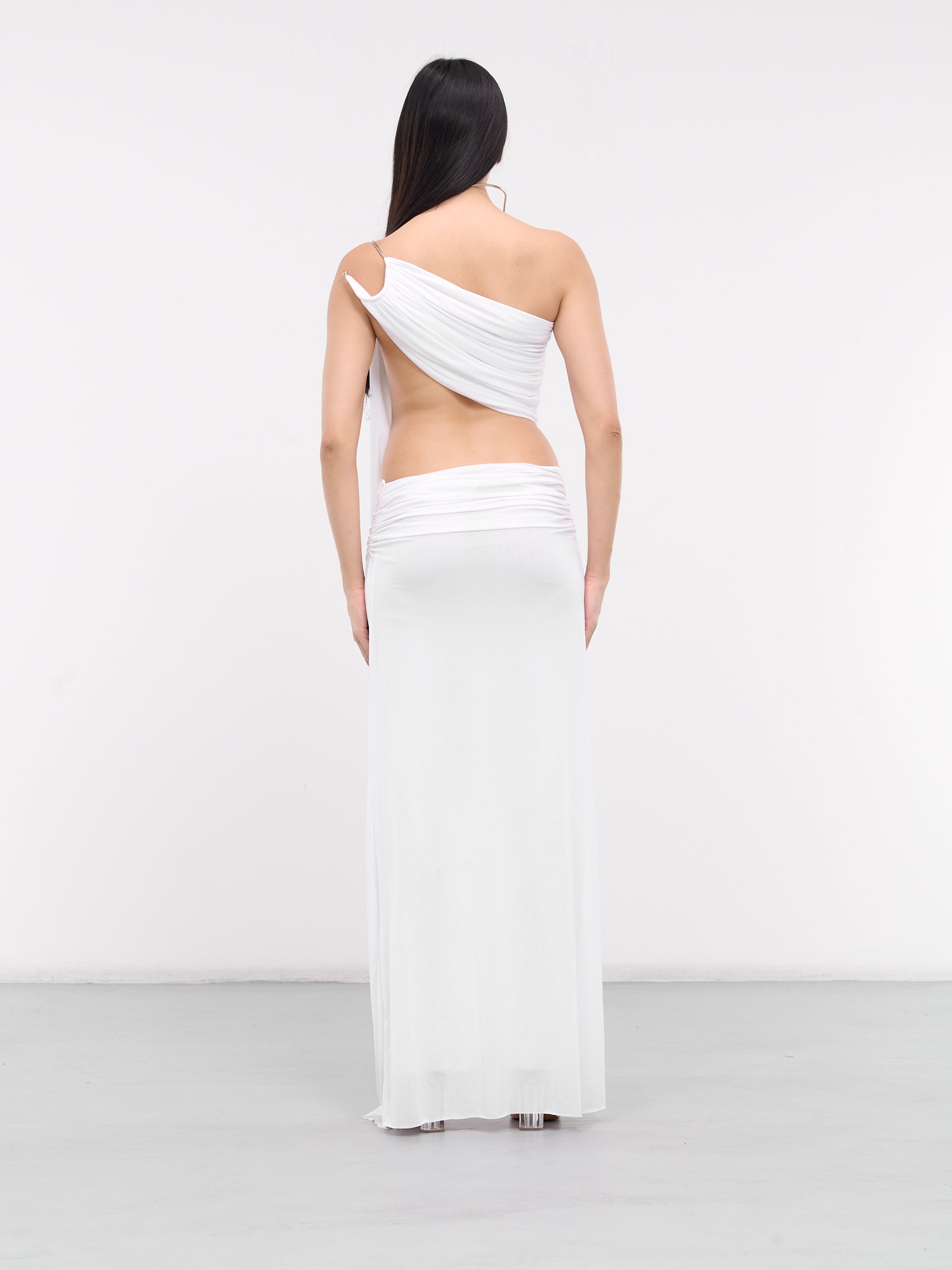 Elliptic Stone Drape Gown (24013603-WHITE)