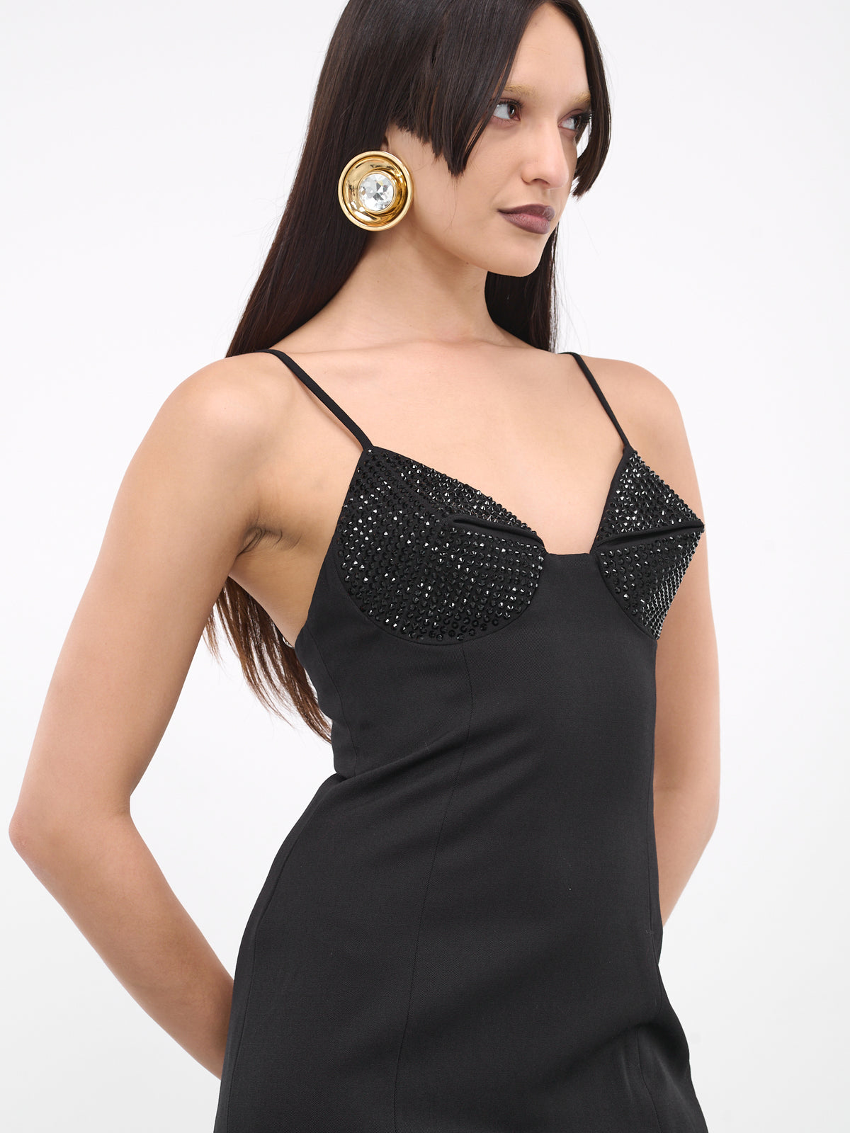 Crystal Embellished Mini Dress (2401D05288-BLACK)