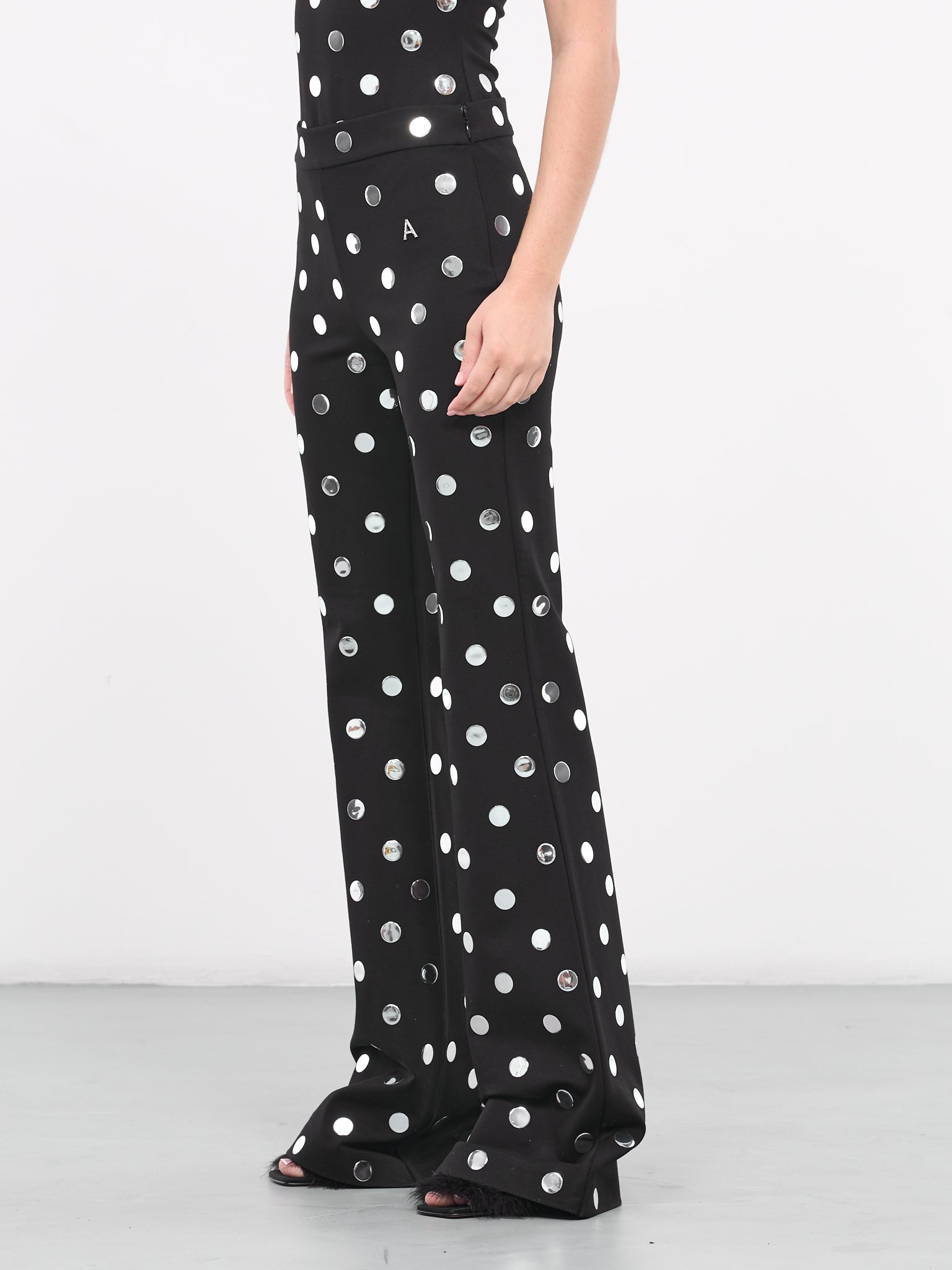 Polka Dot Flare Pants (2401P20184-BLACK)