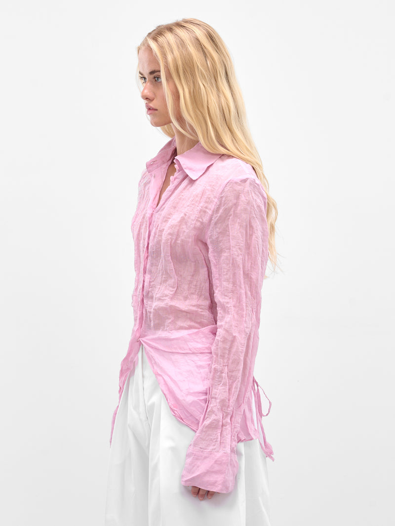 Pink Crushed Side Tie Shirt (24042100-ROSE-QUARTZ)