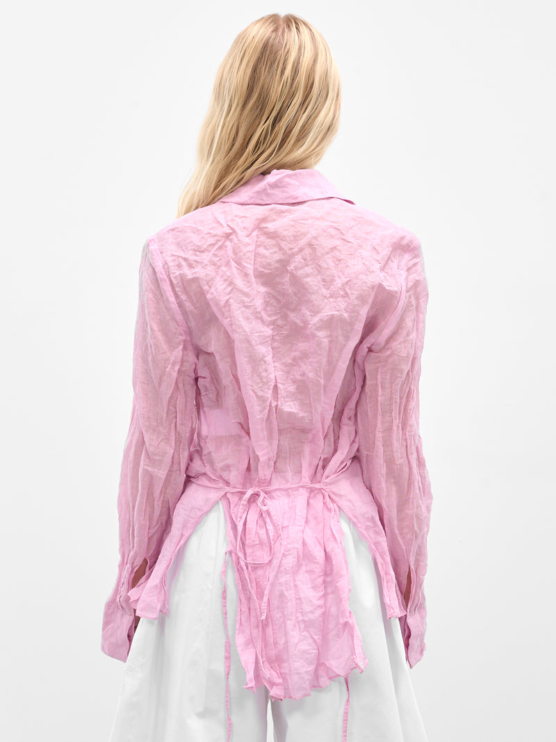 Pink Crushed Side Tie Shirt (24042100-ROSE-QUARTZ)