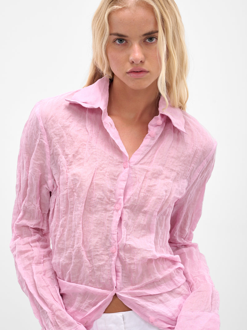 Pink Crushed Side Tie Shirt (24042100-ROSE-QUARTZ)