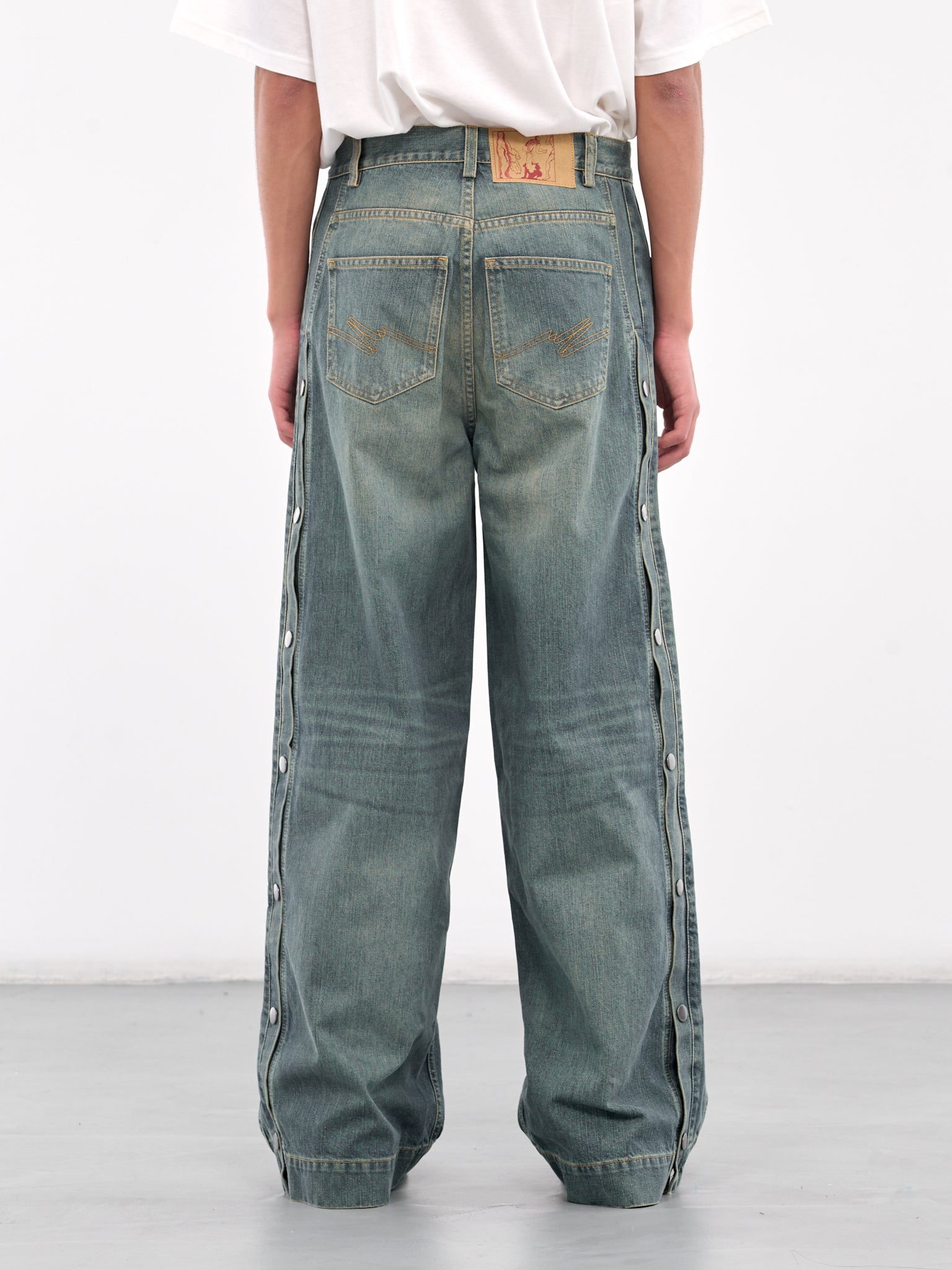 Snap-Button Jeans (240WD02501-BLUE-DIRTY-YELLOW) Snap-Button Jeans (240WD02501-BLUE-DIRTY-YELLOW)