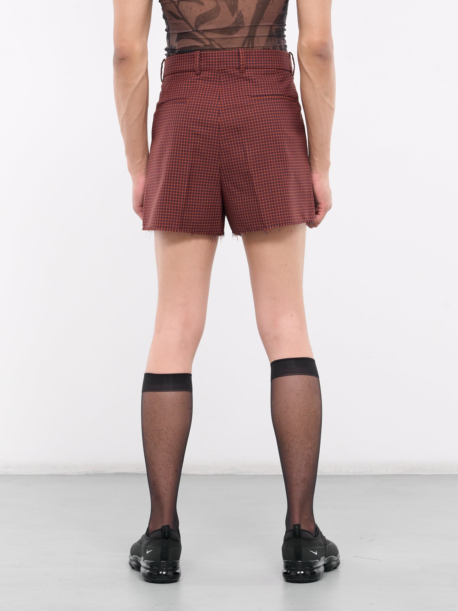 Pleated Shorts (241-M5051-W117-RED-CHECKS)
