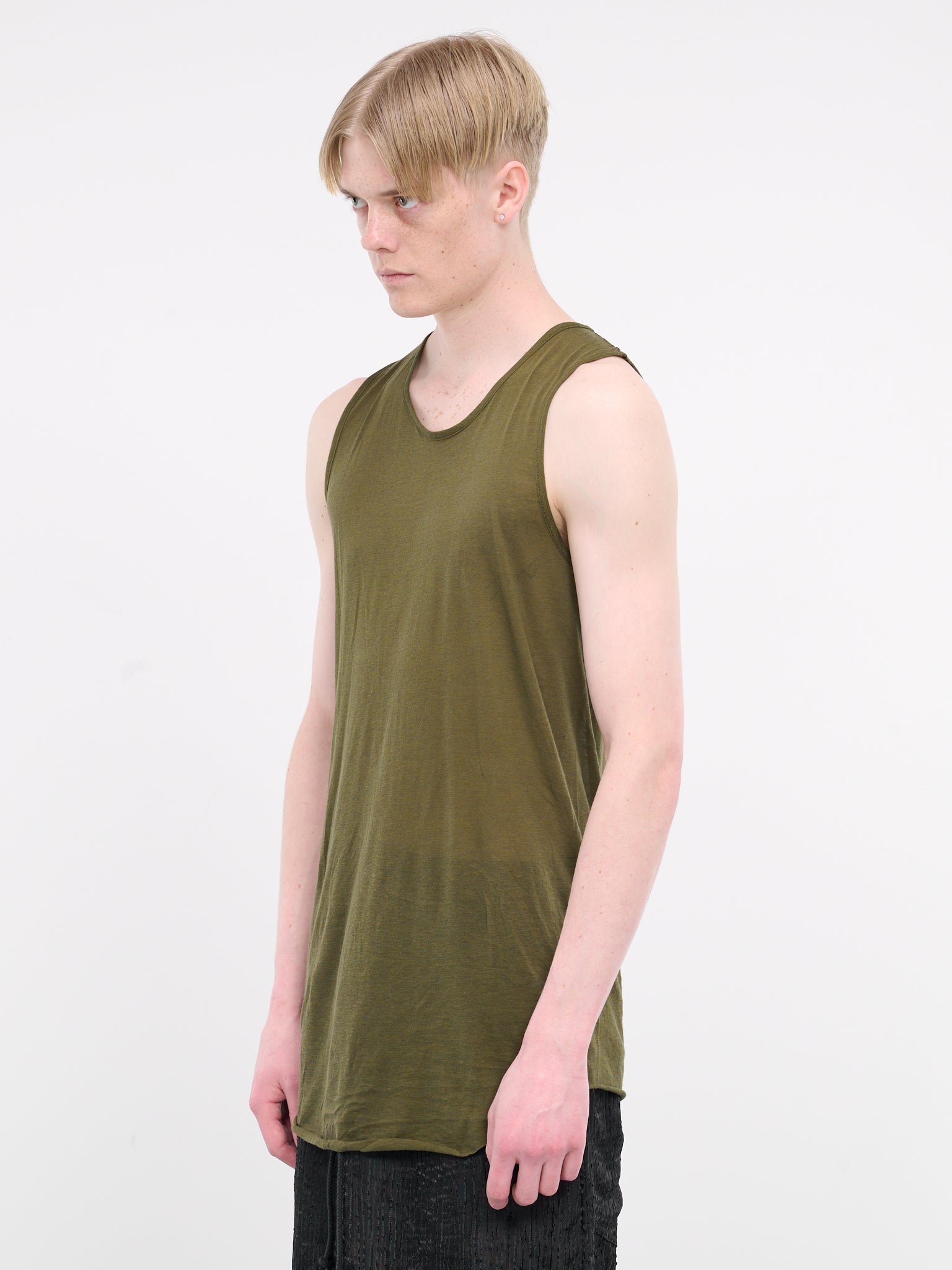 Silk Jersey Tank Top (241-MTK001-SILK-ARMY-GREEN)