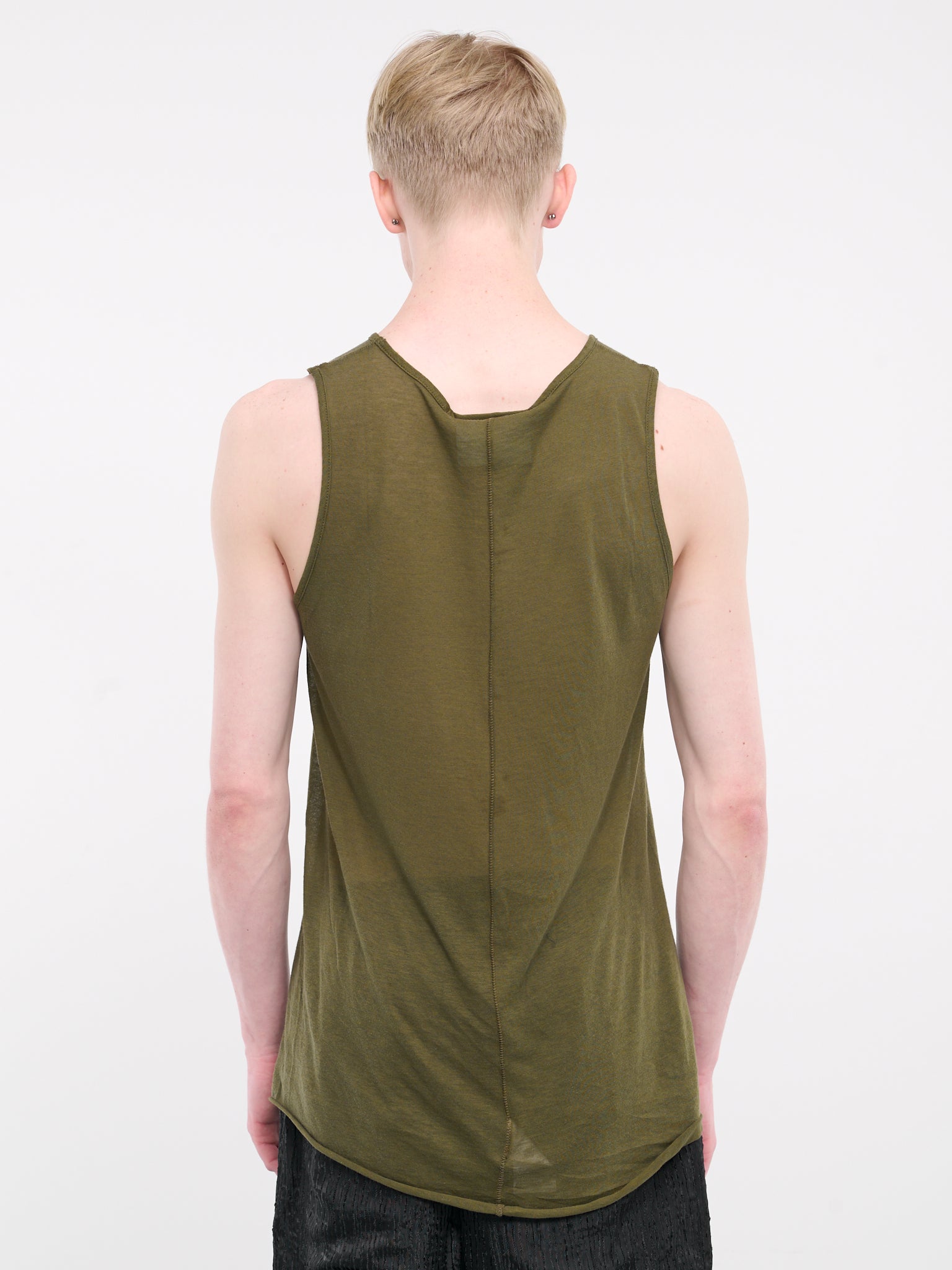 Silk Jersey Tank Top (241-MTK001-SILK-ARMY-GREEN)