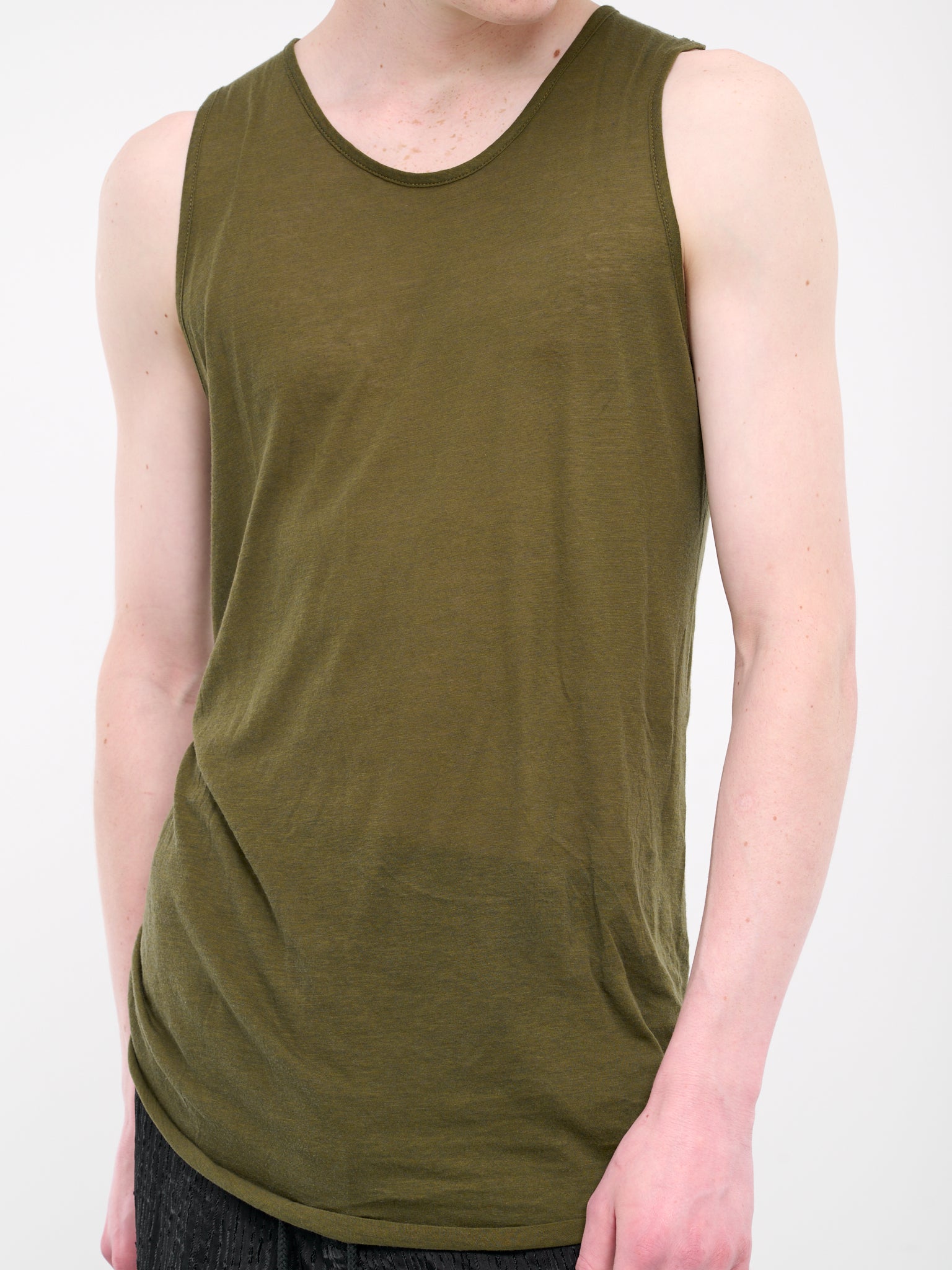 Silk Jersey Tank Top (241-MTK001-SILK-ARMY-GREEN)