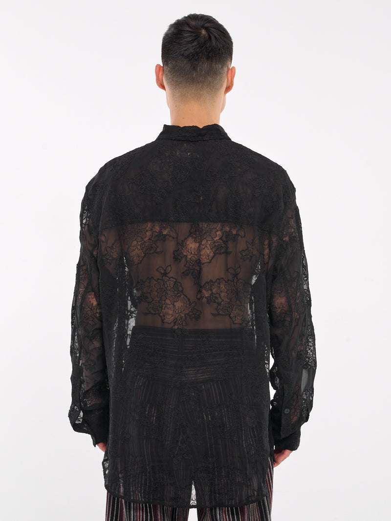 Oversized Sheer Shirt (242-MSH058-LACE-BLACK)