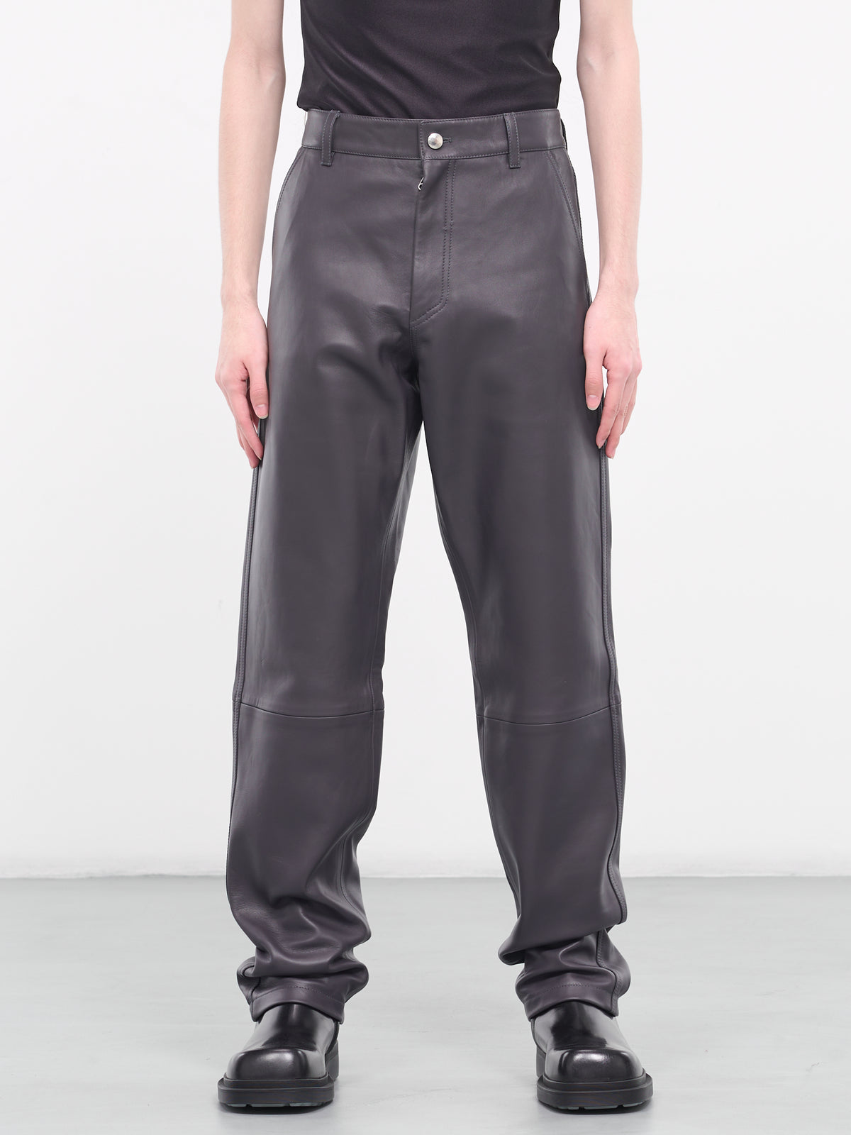 Titan Leather Trousers (24E28OAU71-020-STONE-GREY)