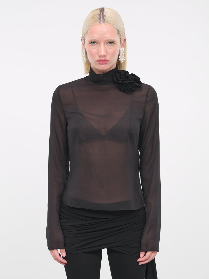 Sheer High Neck Top (247923-BLACK)