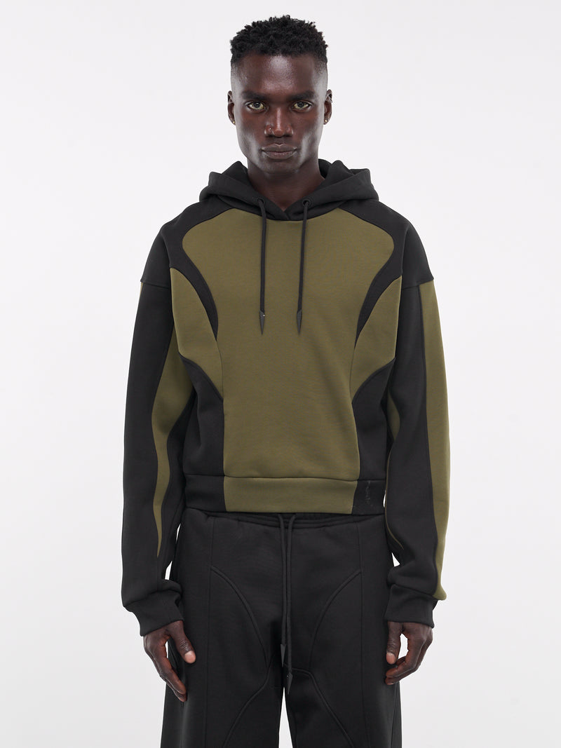 Contrast Paneled Hoodie (24F3SW0076640-MILITARY-GREEN-B)