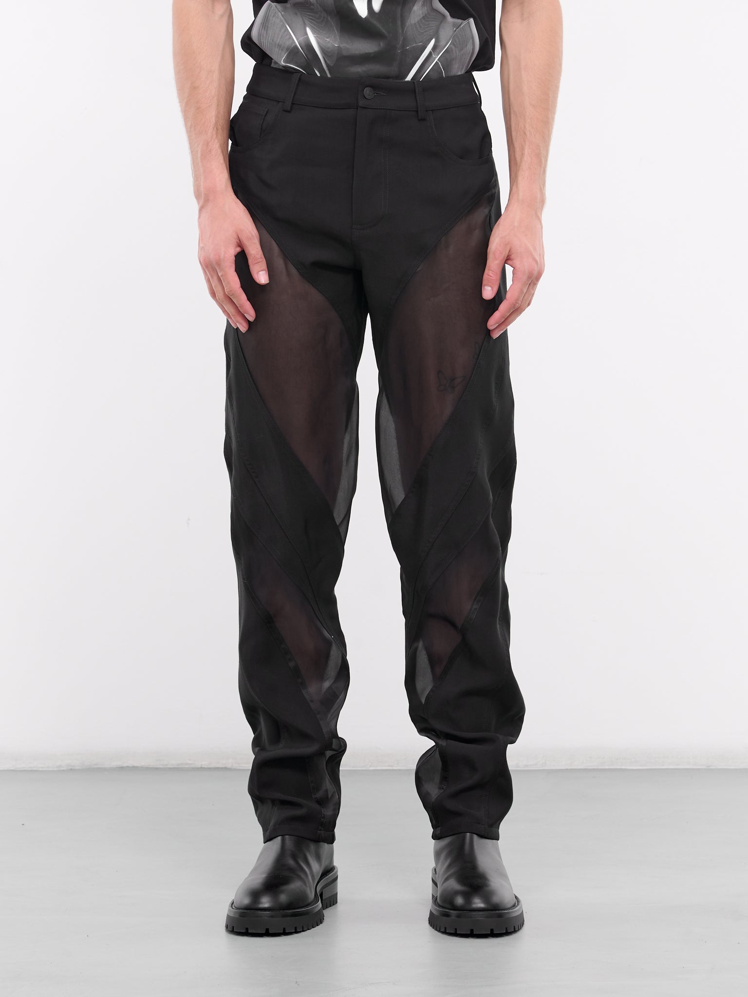 Silk Paneled Trousers (24P1PA0432182-BLACK)