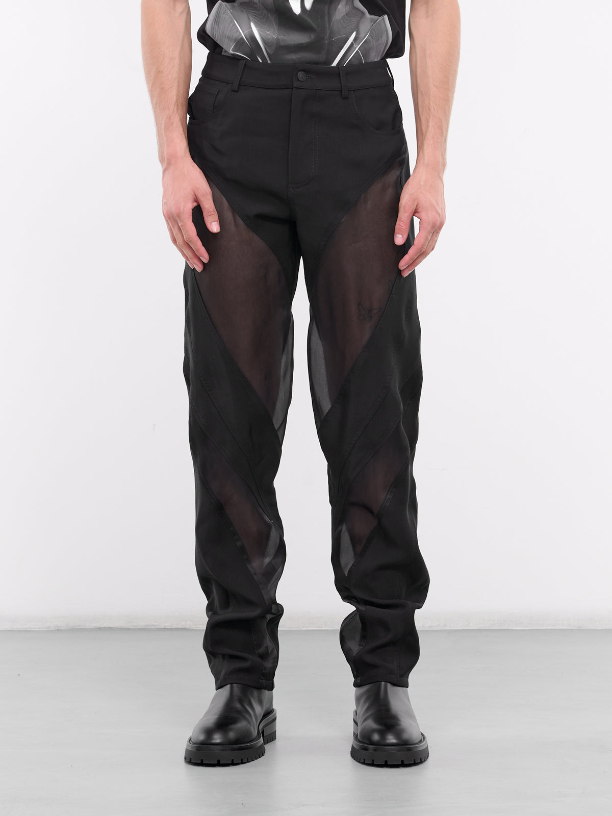 Silk Paneled Trousers (24P1PA0432182-BLACK)