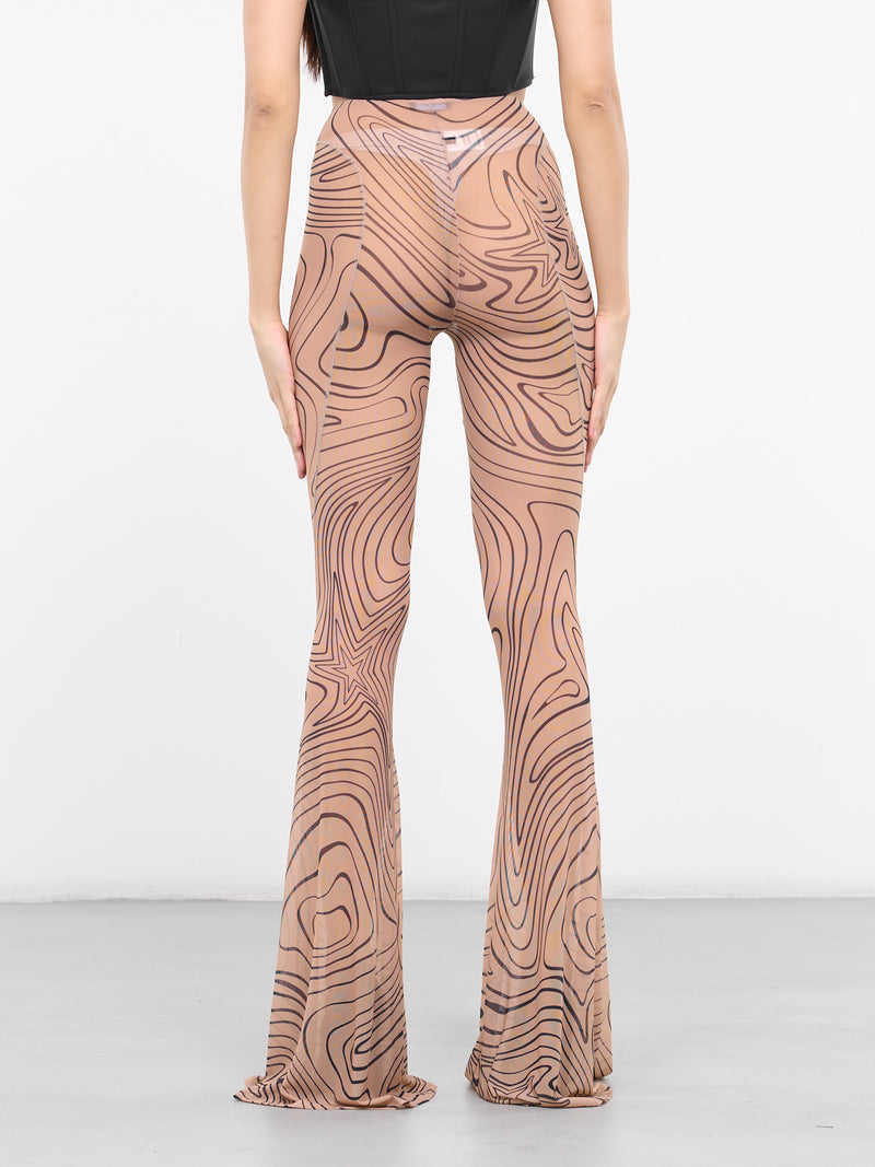 Printed Mesh Flare Leggings (24P1PA0406585-SO29-PRINT-TAN)
