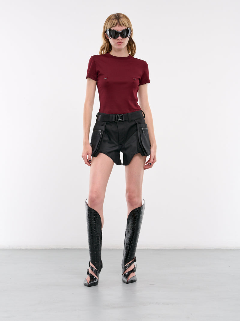 Buckled Knee High Boots (SC073-TL001-CROC-BLACK)