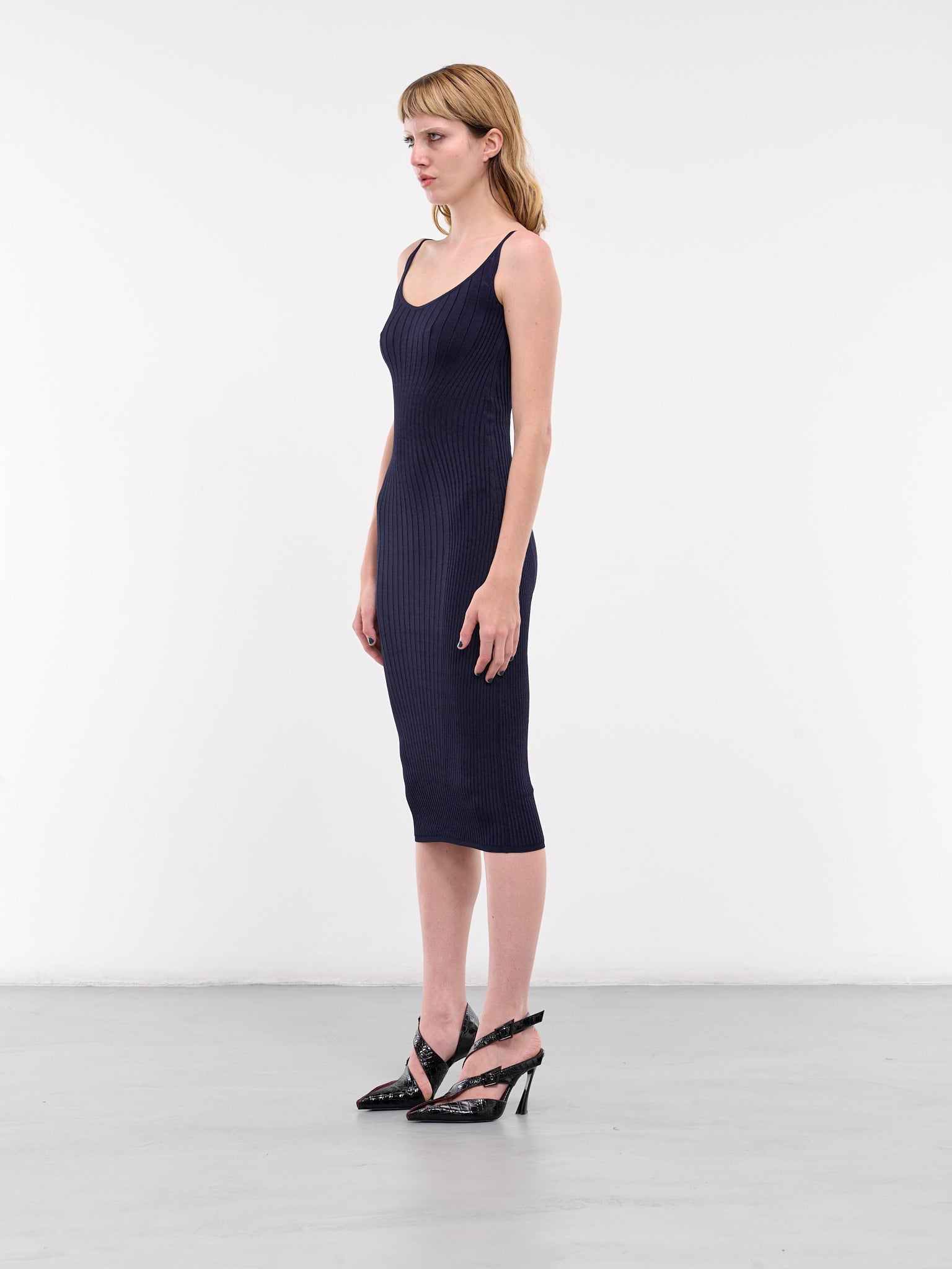 Contoured Rib-Knit Midi Dress (24WR016291116-TECHNICAL-BLUE) Contoured Rib-Knit Midi Dress (24WR016291116-TECHNICAL-BLUE)