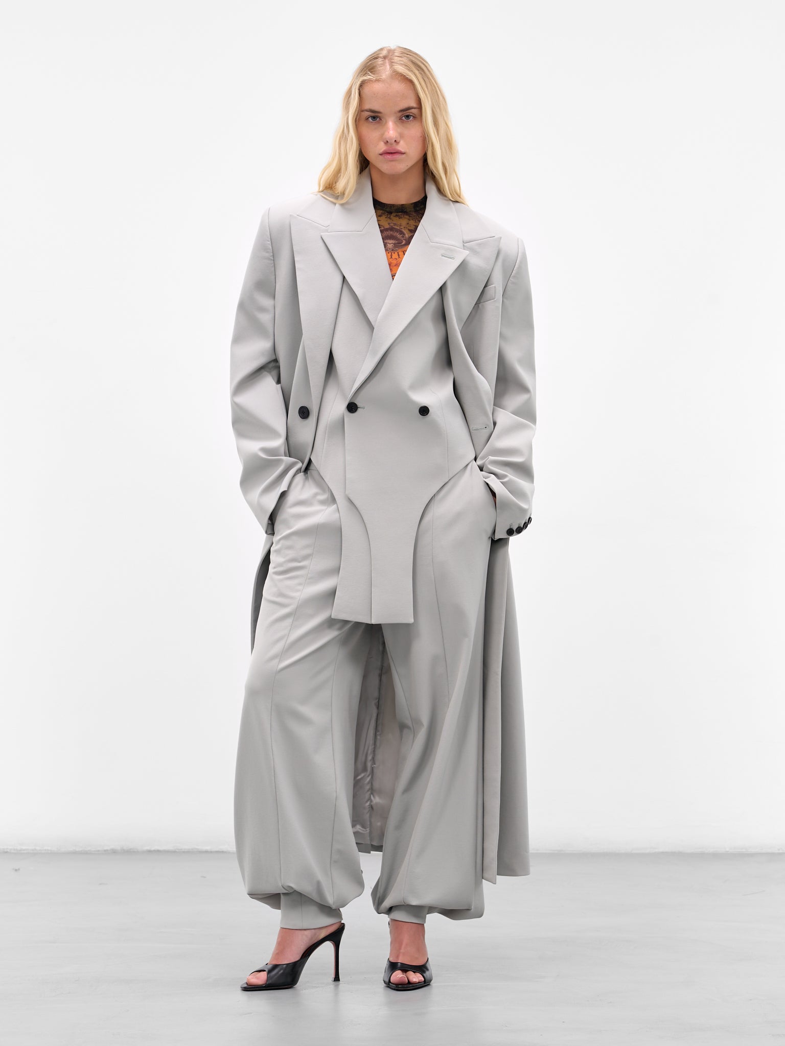 Grey Double Layer Coat (25-03-U-OU010-W002-GREY)