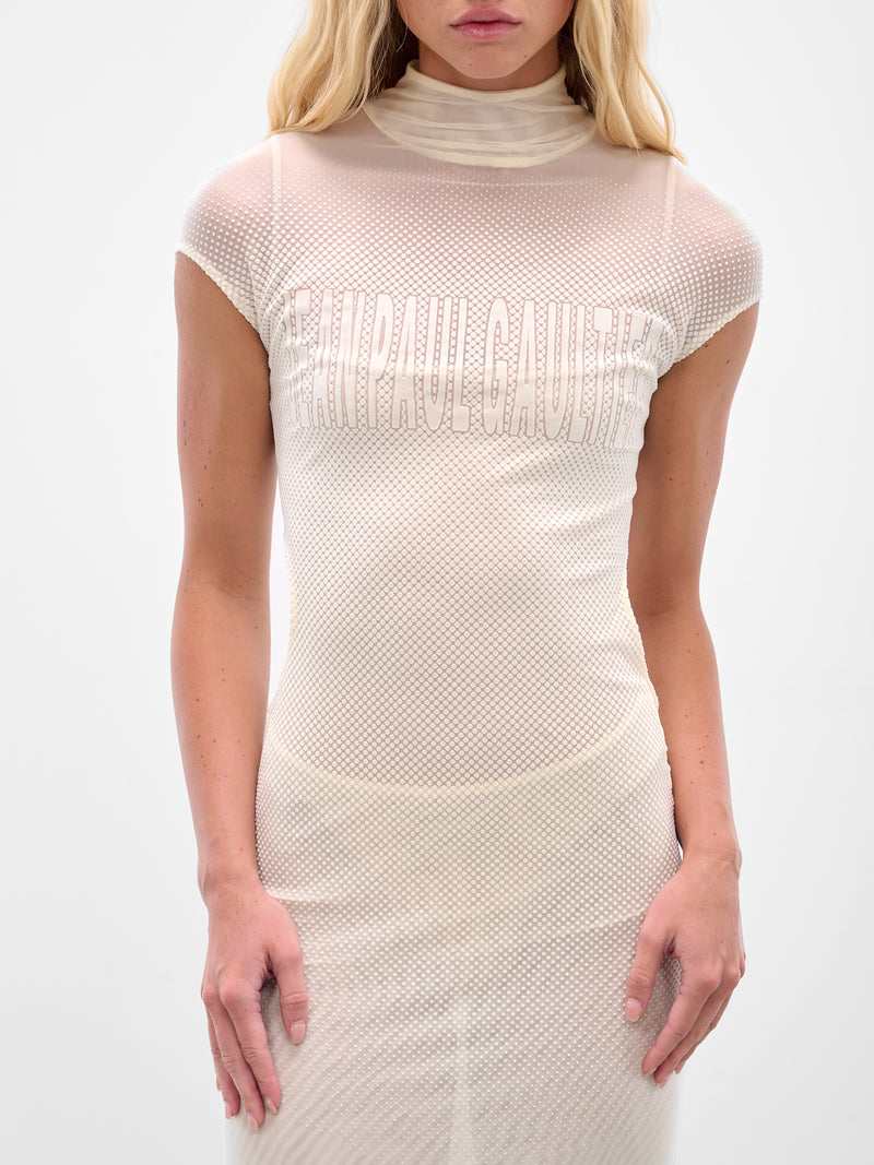 Ecru Sleeveless Flock Maxi Dress (25-03-W-DR046-M001-ECRU)