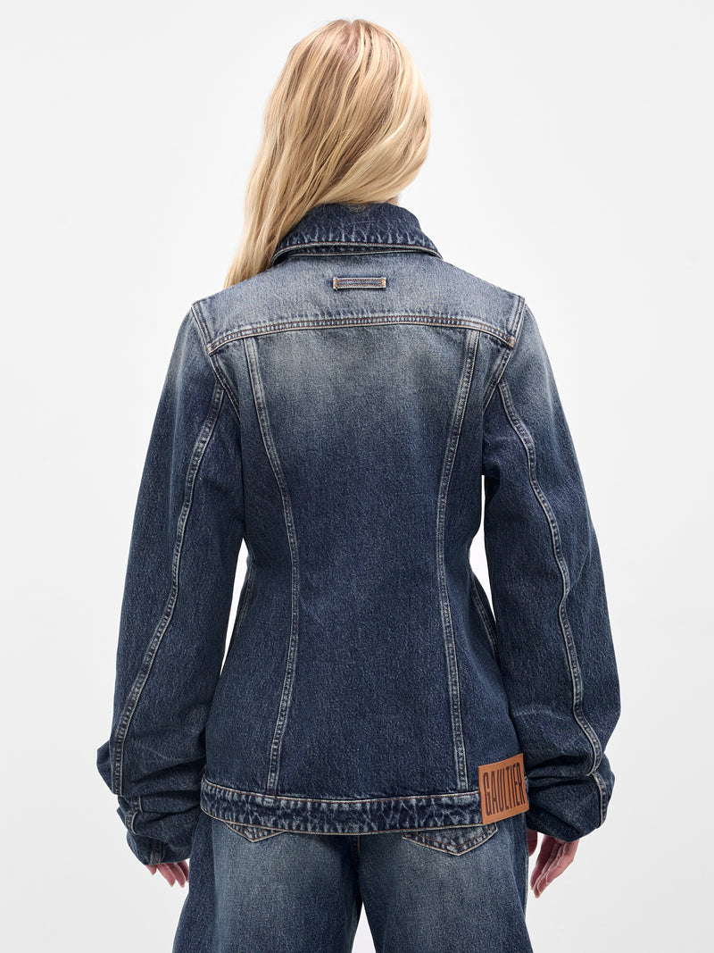 Blue Oversized Sleeves Denim Jacket (25-03-W-JA003-D024-VINTAGE-BLU)