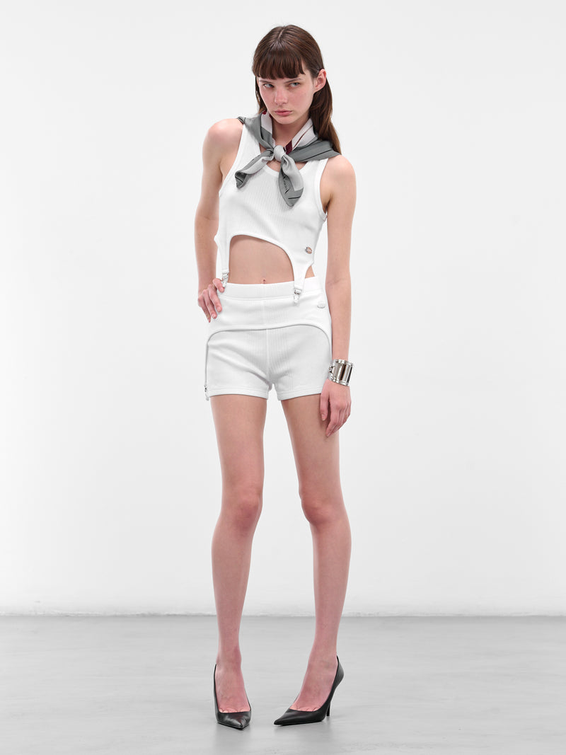 The White Garter Mini Shorts (25-04-W-TR038-J014-WHITE)