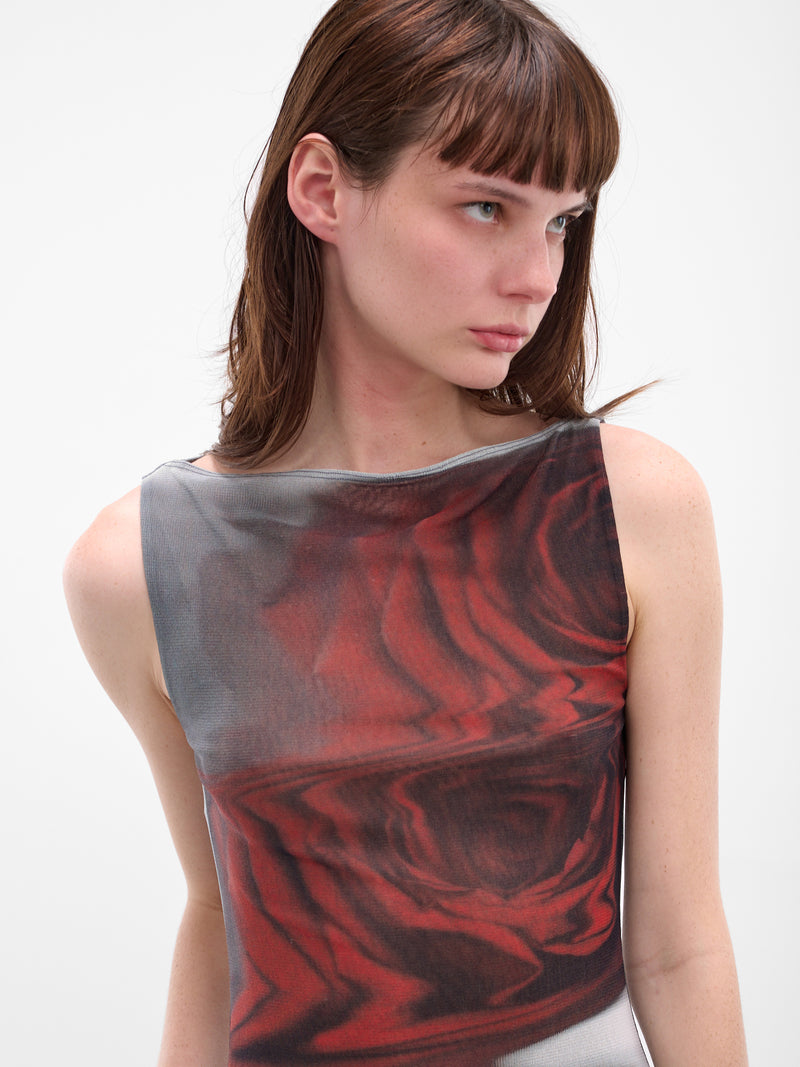 Long Red Blurry Roses Dress (25-04-W-DR053-M011P-MULTI)