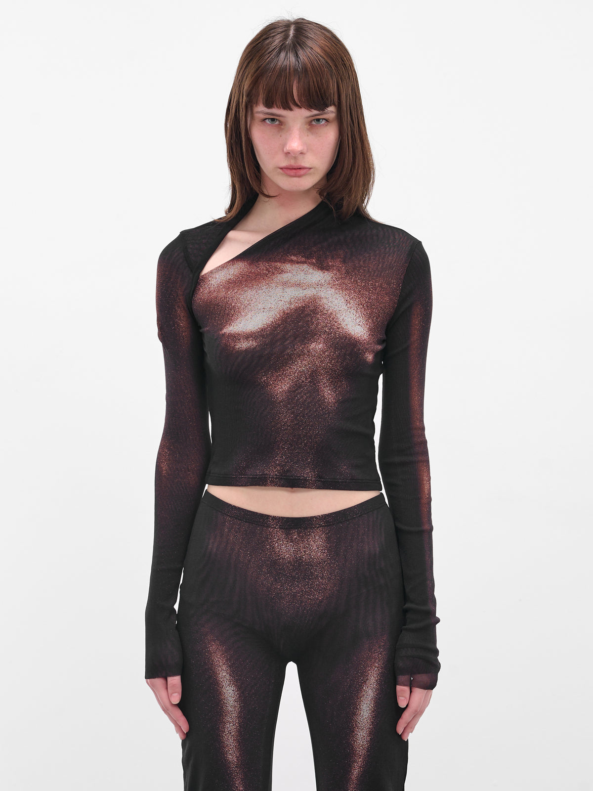 Bronze Body Dust Crop Top (25-04-W-TO351-M010P-BLACK-BROW)