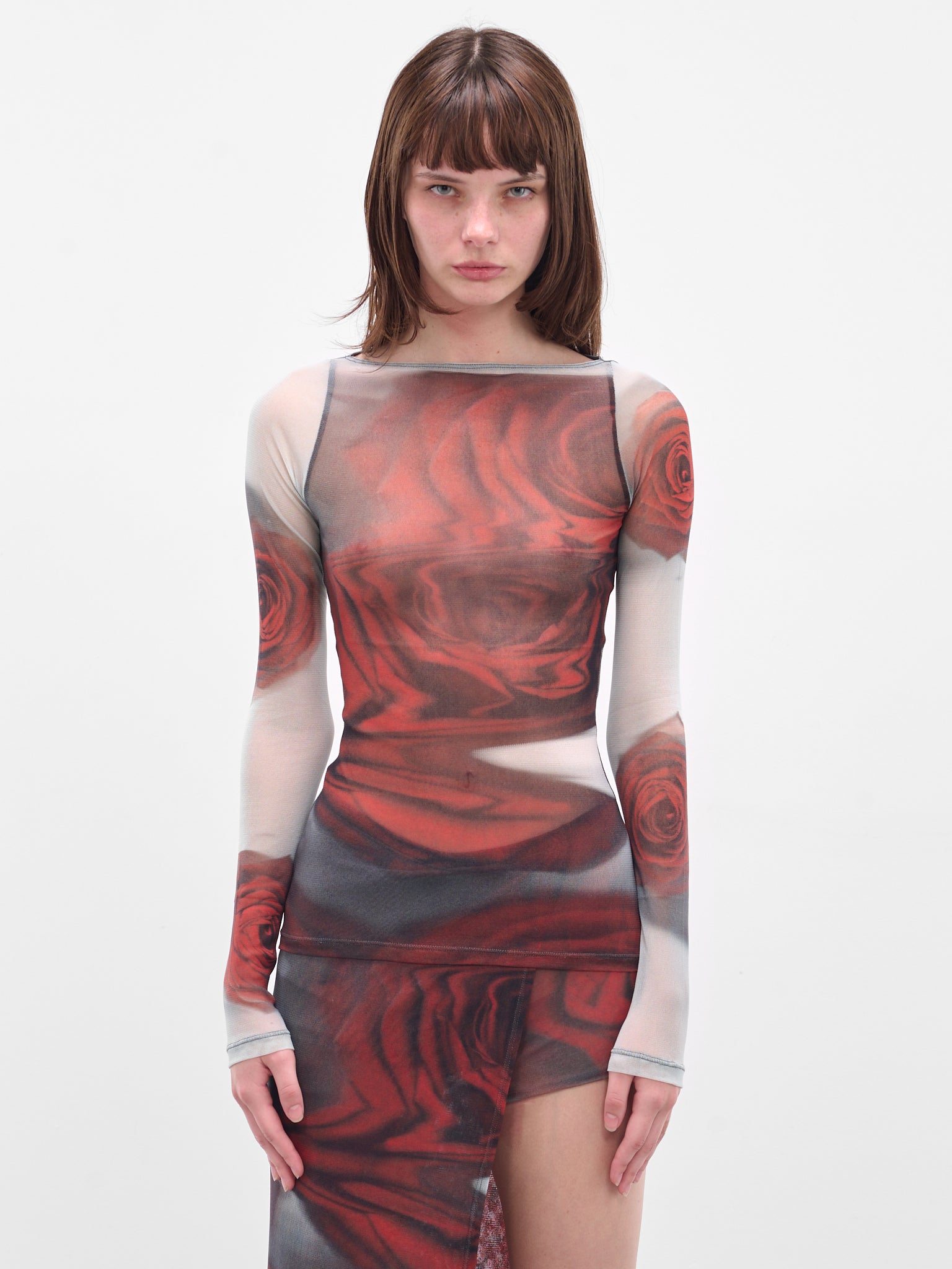 Red Blurry Roses Top (25-04-W-TO352-M011P-MULTI)