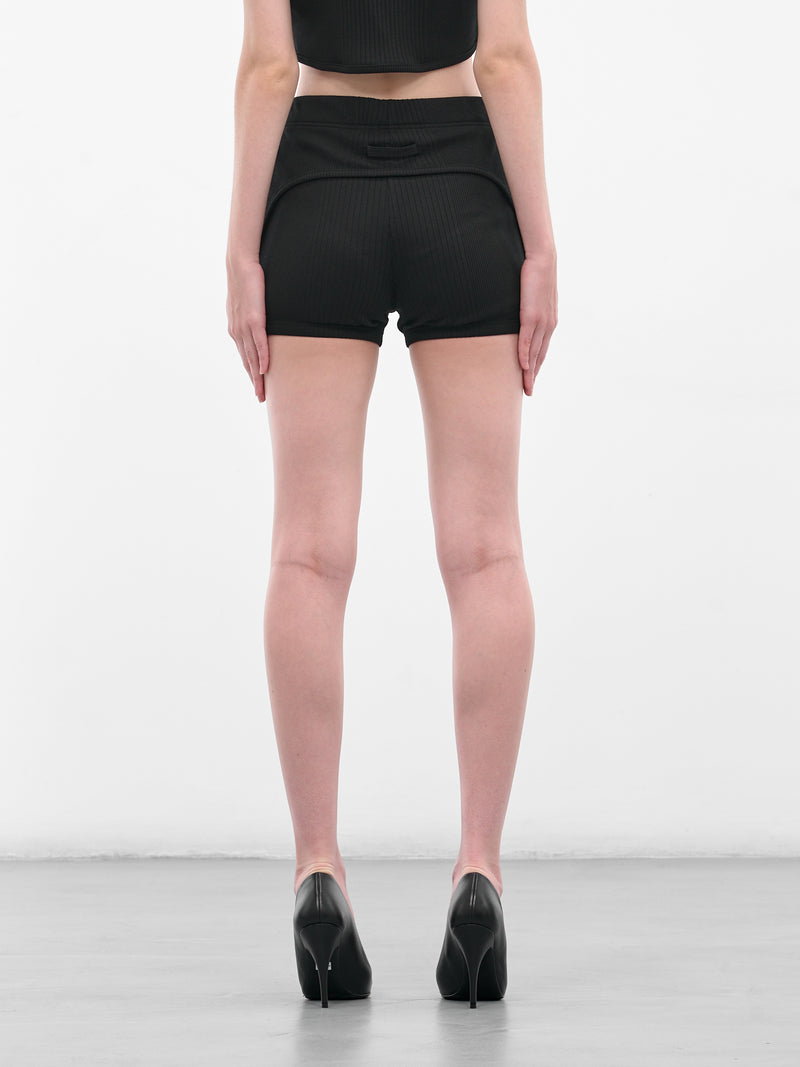 The Black Garter Mini Shorts (25-04-W-TR038-J014-BLACK)
