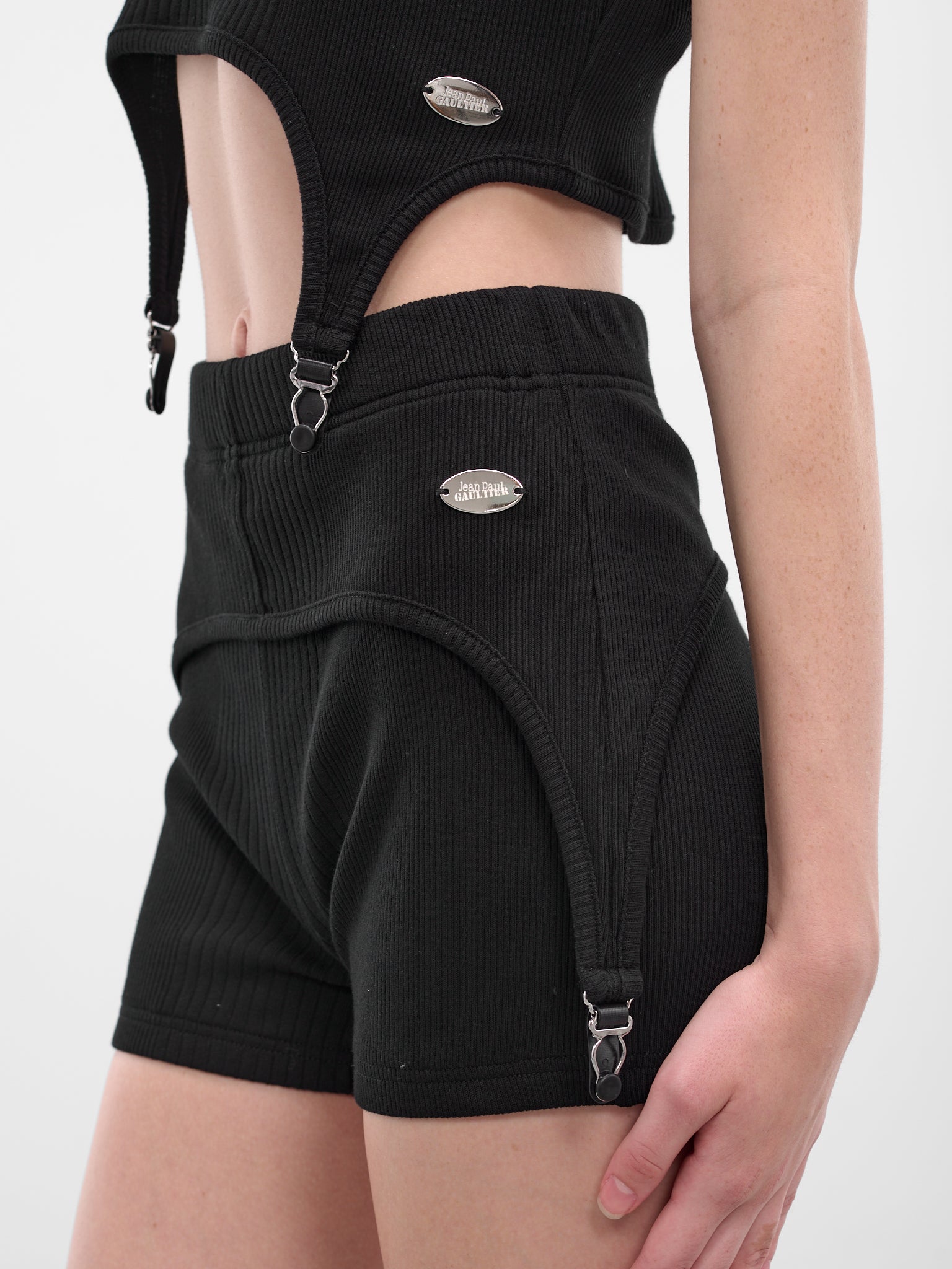 The Black Garter Mini Shorts (25-04-W-TR038-J014-BLACK)