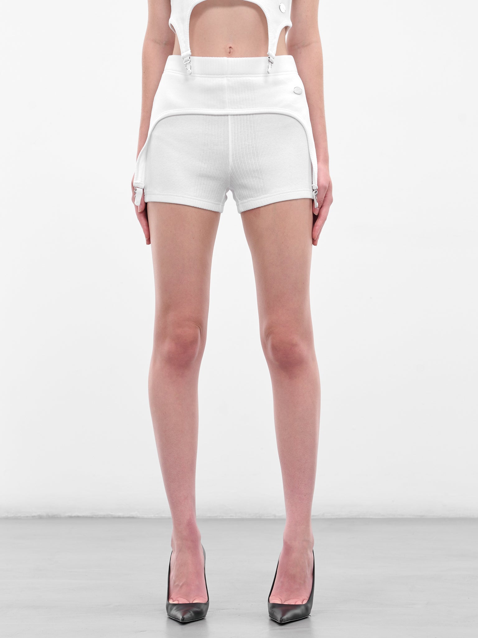 The White Garter Mini Shorts (25-04-W-TR038-J014-WHITE)