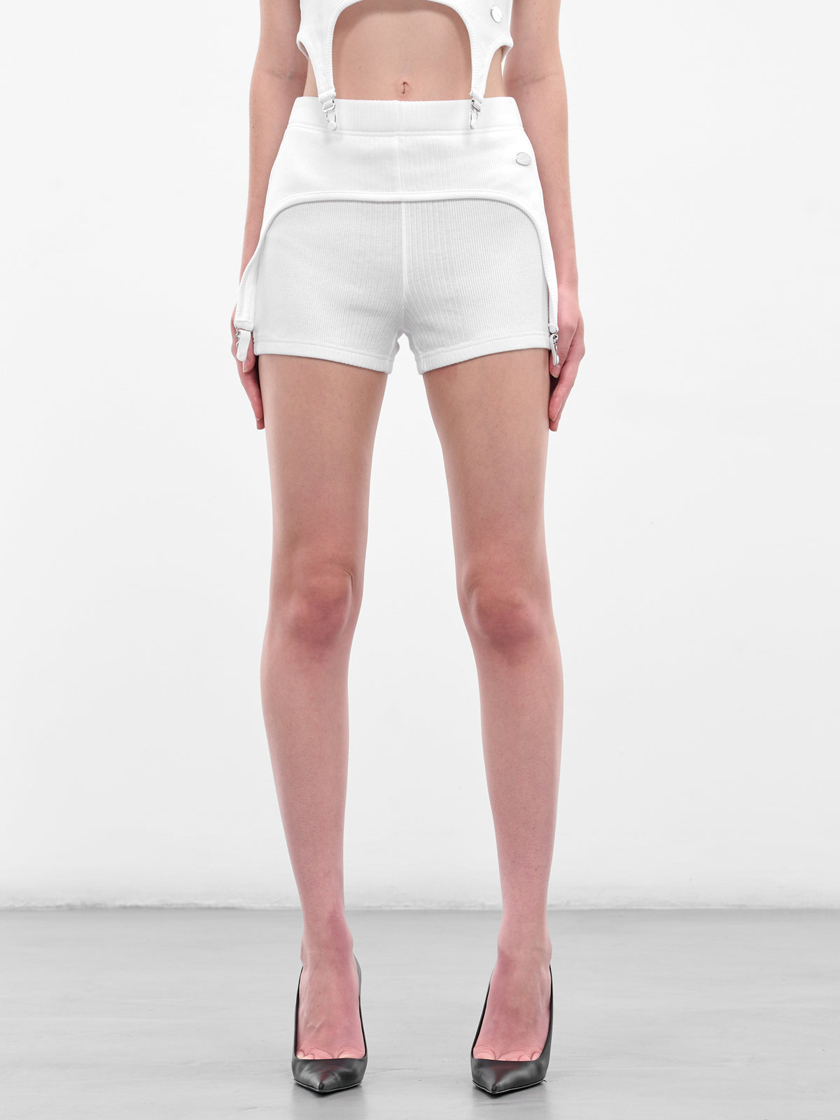 The White Garter Mini Shorts (25-04-W-TR038-J014-WHITE)