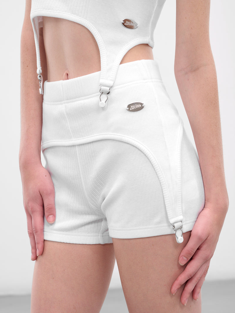 The White Garter Mini Shorts (25-04-W-TR038-J014-WHITE)
