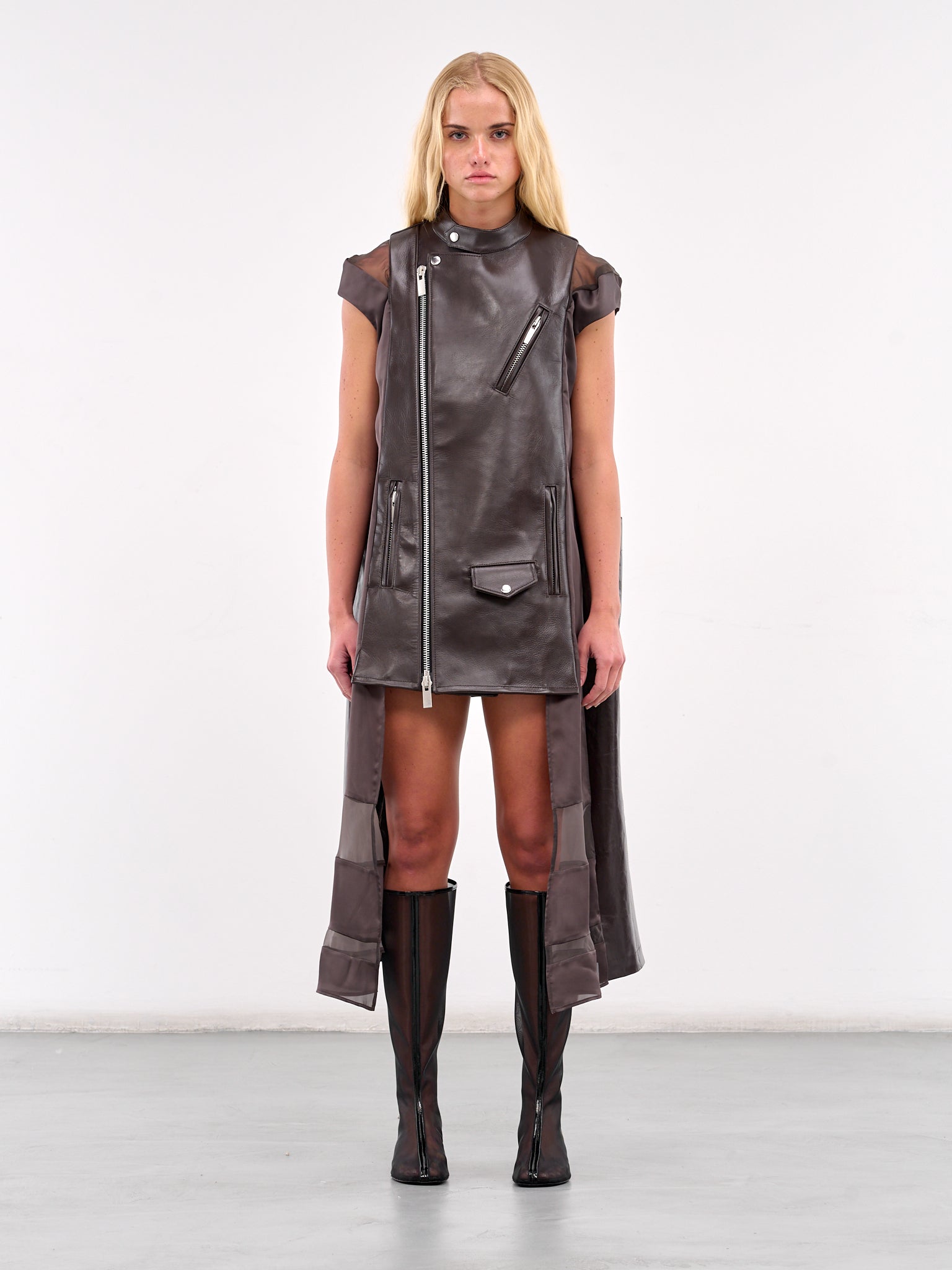 Leather Jacket Mini Dress (25-07788-601-BROWN)