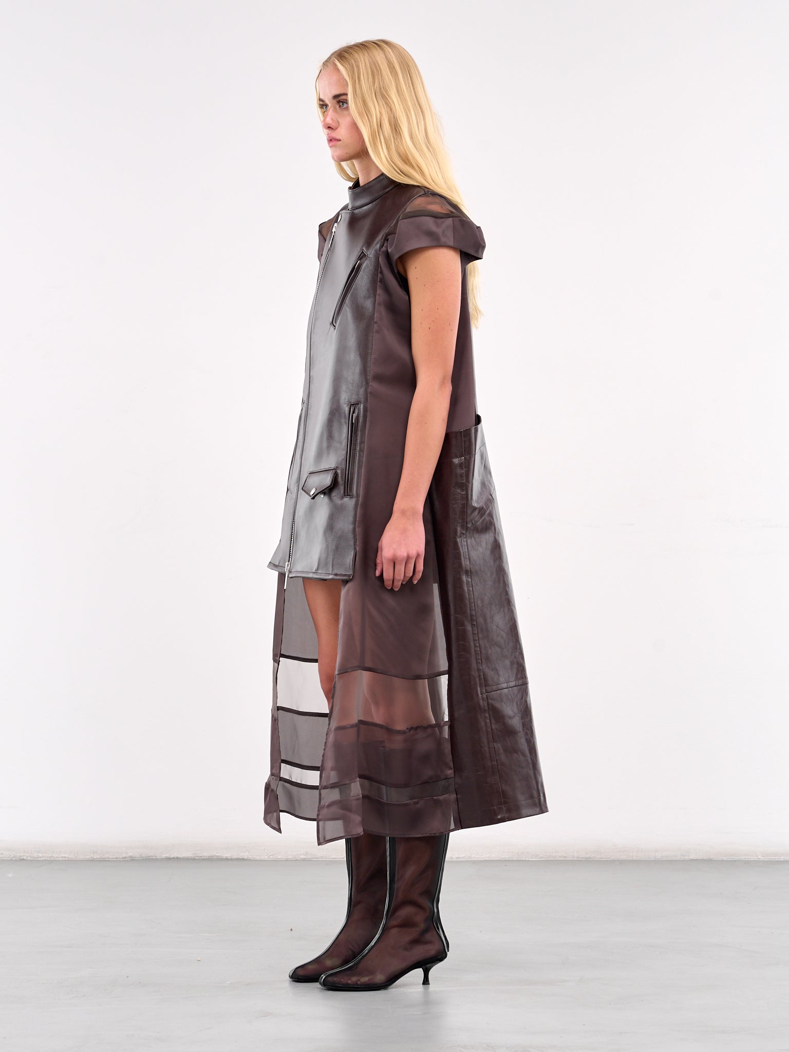 Leather Jacket Mini Dress (25-07788-601-BROWN)
