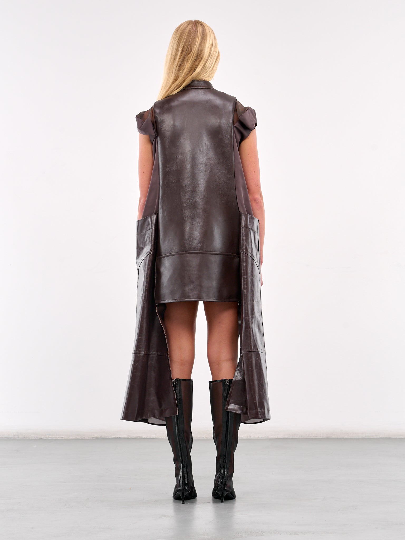 Leather Jacket Mini Dress (25-07788-601-BROWN)