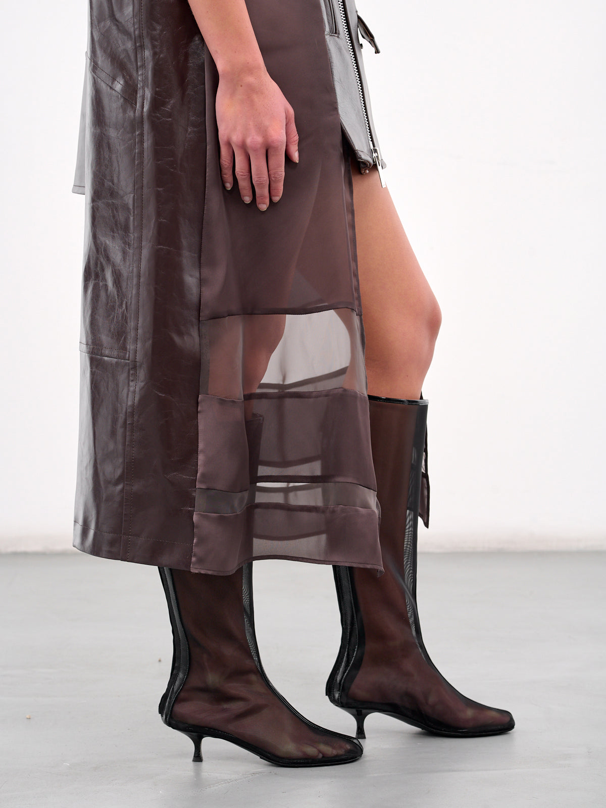 Leather Jacket Mini Dress (25-07788-601-BROWN)