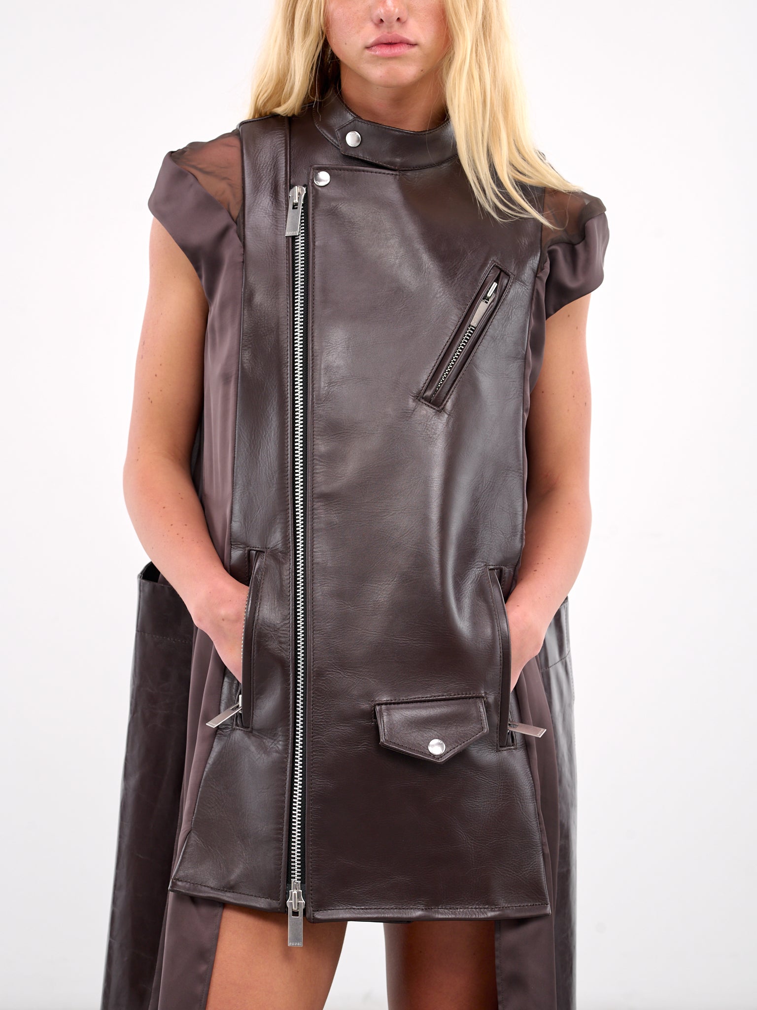 Leather Jacket Mini Dress (25-07788-601-BROWN)