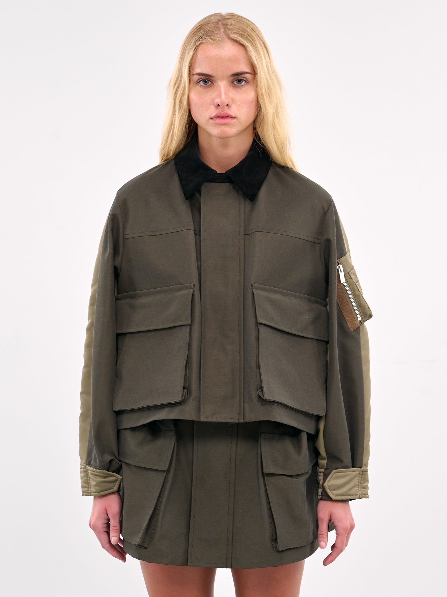 Hybrid Cargo Bomber Jacket (25-07881-515-KHAKI-BEIGE)
