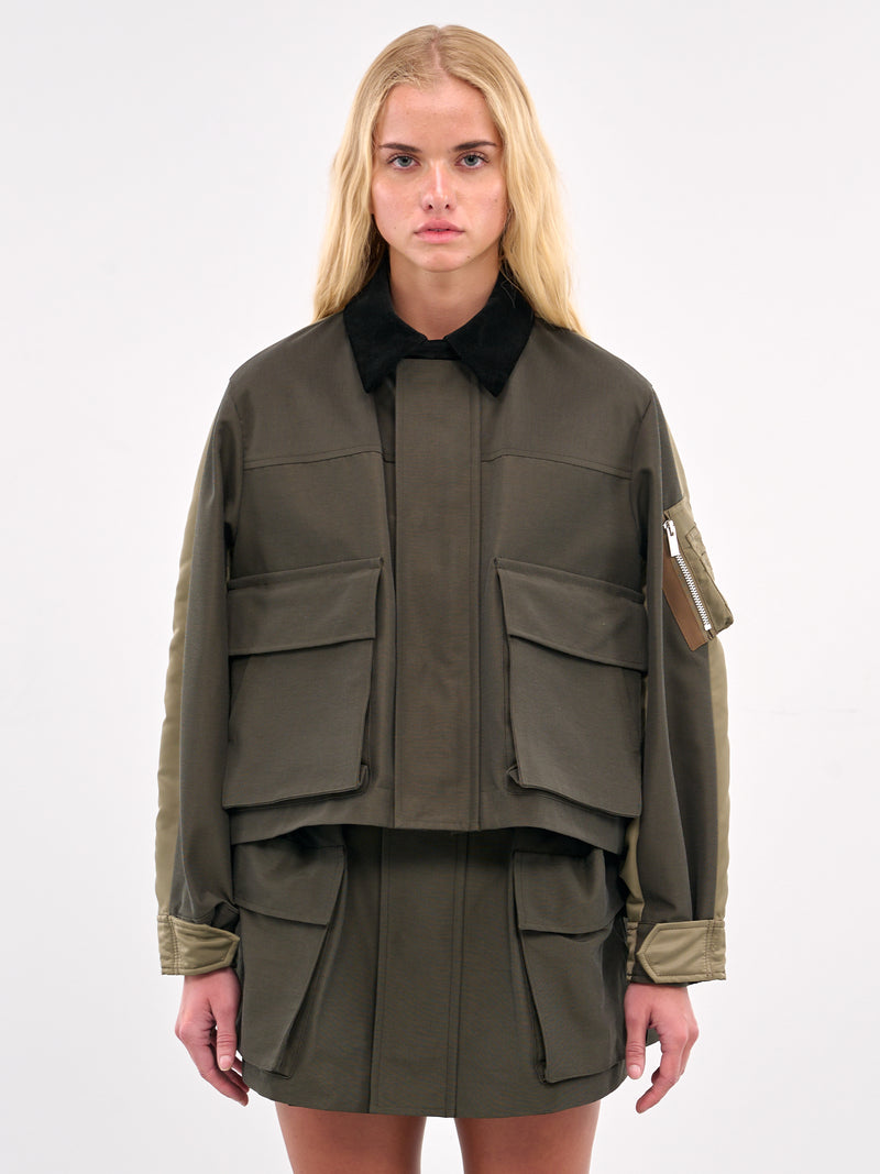 Hybrid Cargo Bomber Jacket (25-07881-515-KHAKI-BEIGE)