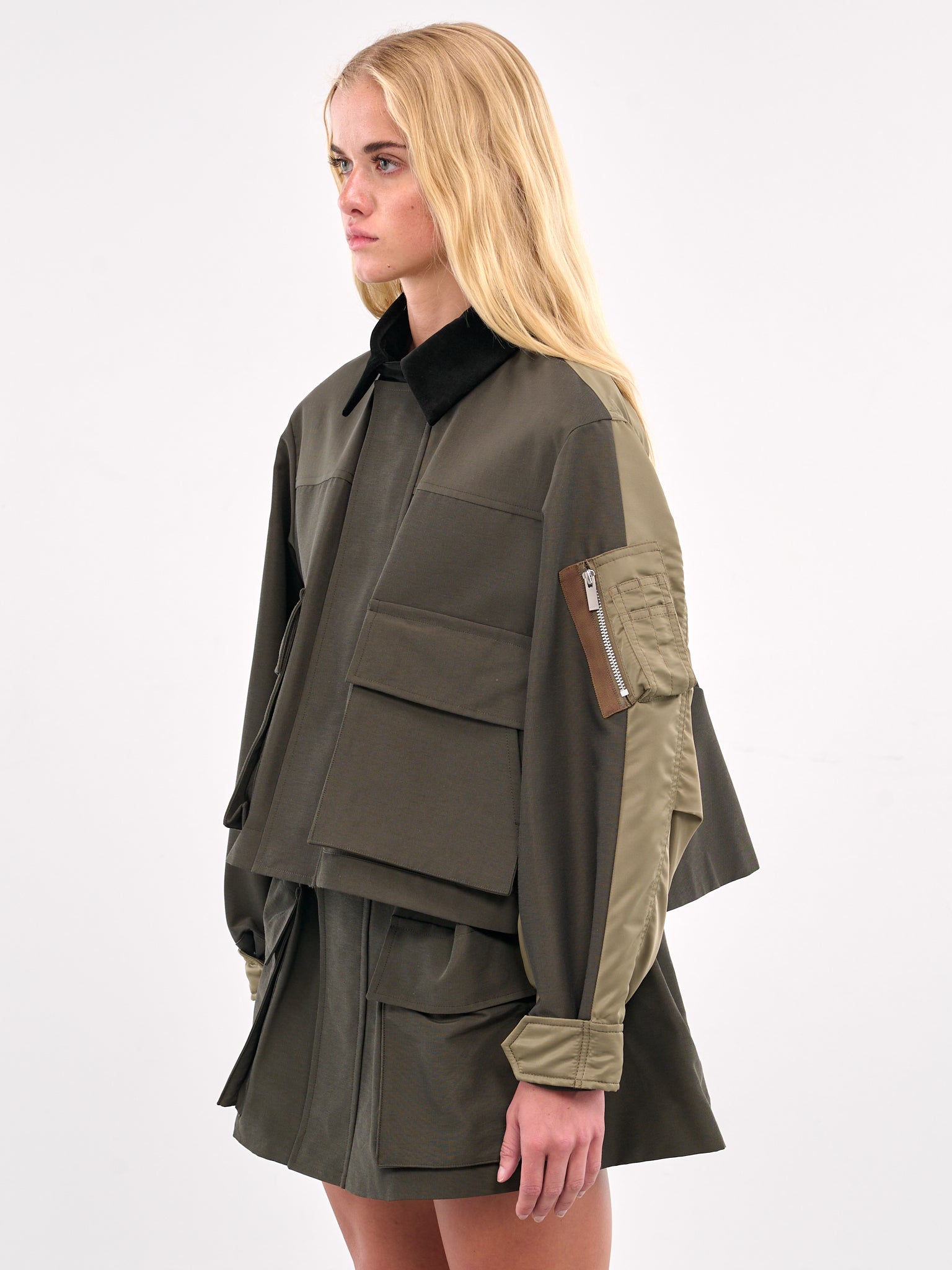 Hybrid Cargo Bomber Jacket (25-07881-515-KHAKI-BEIGE)