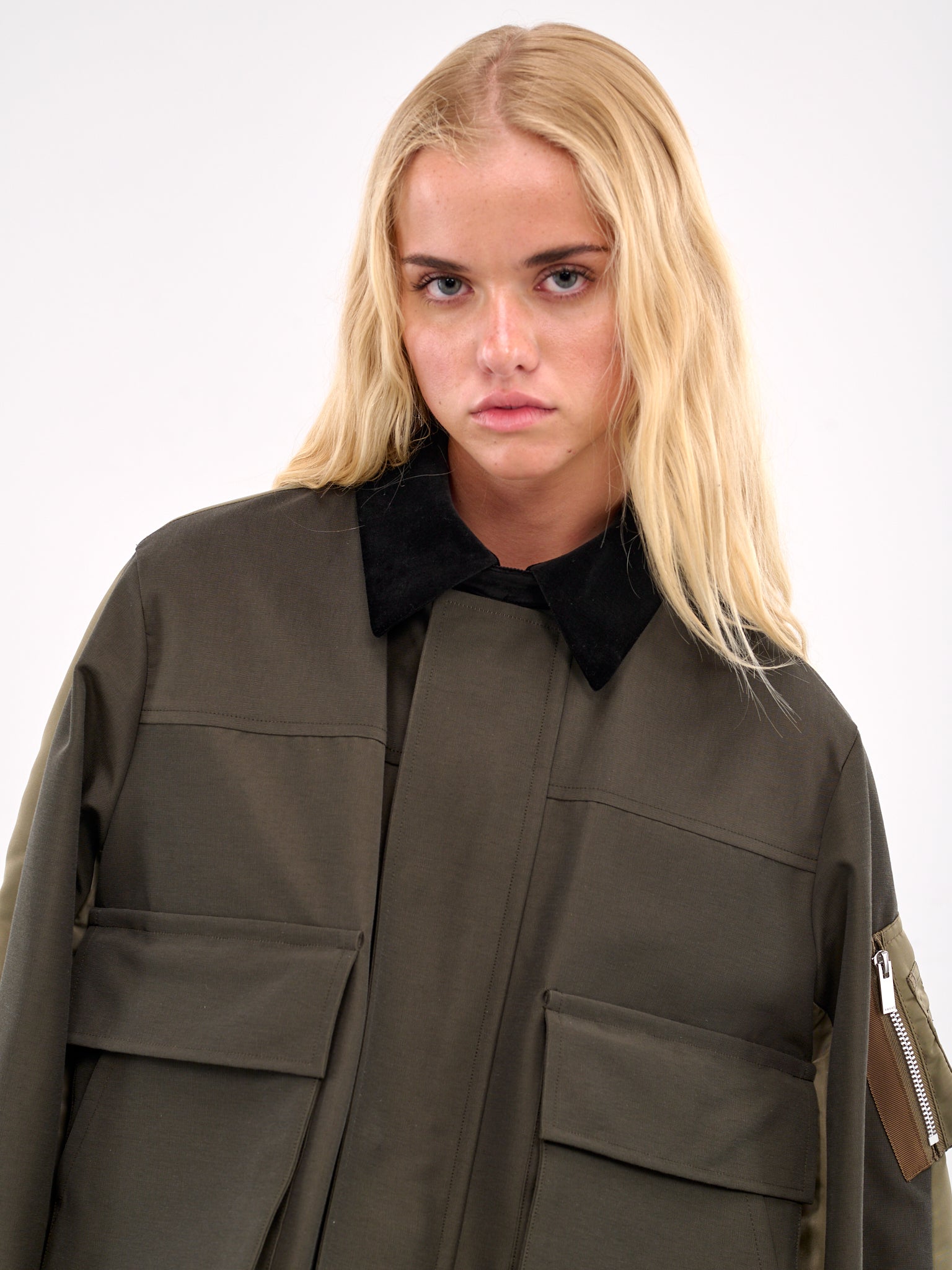 Hybrid Cargo Bomber Jacket (25-07881-515-KHAKI-BEIGE)