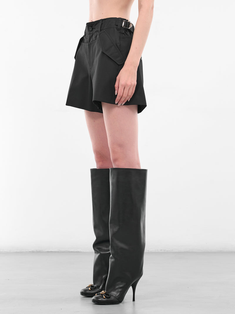 Black Suiting-Nylon Mini Shorts (25-07951-001-BLACK)