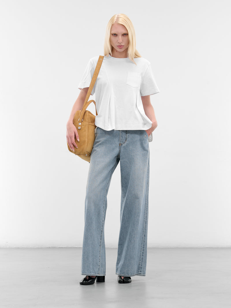 White Asymmetric Drape Pocket Tee (25-08020-101-WHITE)