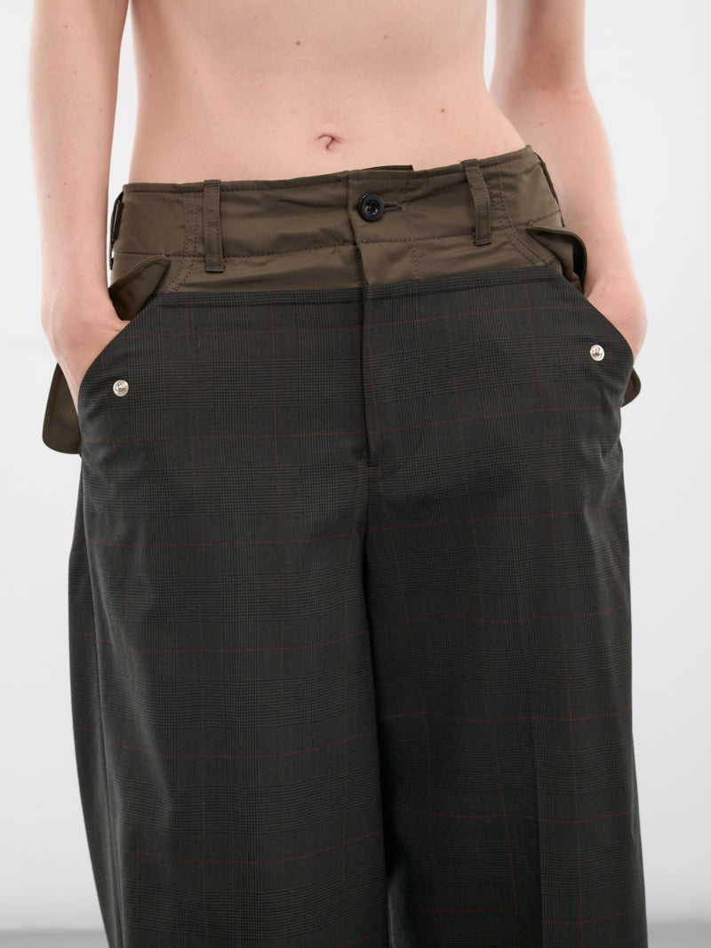 Khaki Nylon-Wool Paneled Trousers (25-08039-501-KHAKI)