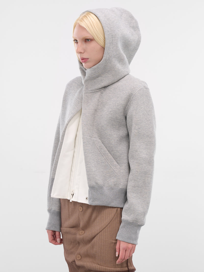 Gray Sweat-Grosgrain Zip Hoodie (25-08058-378-LIGHT-GRAY-OFFWHI)